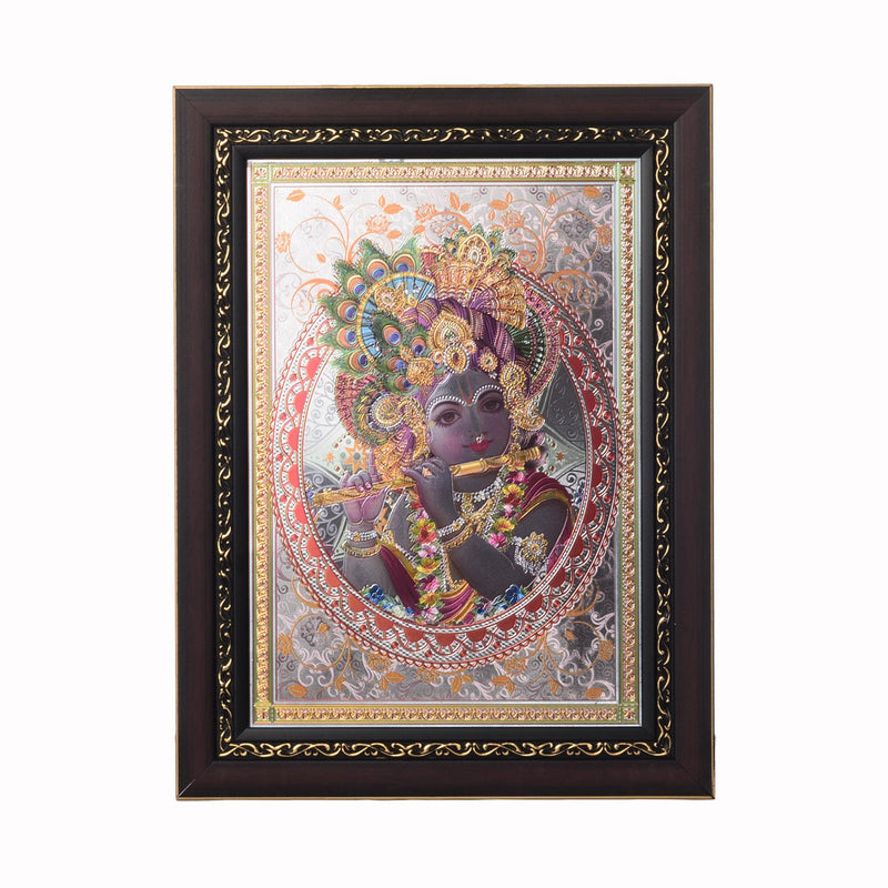 Lord Krishna Laminated Silver and Golden Foil Kafalo