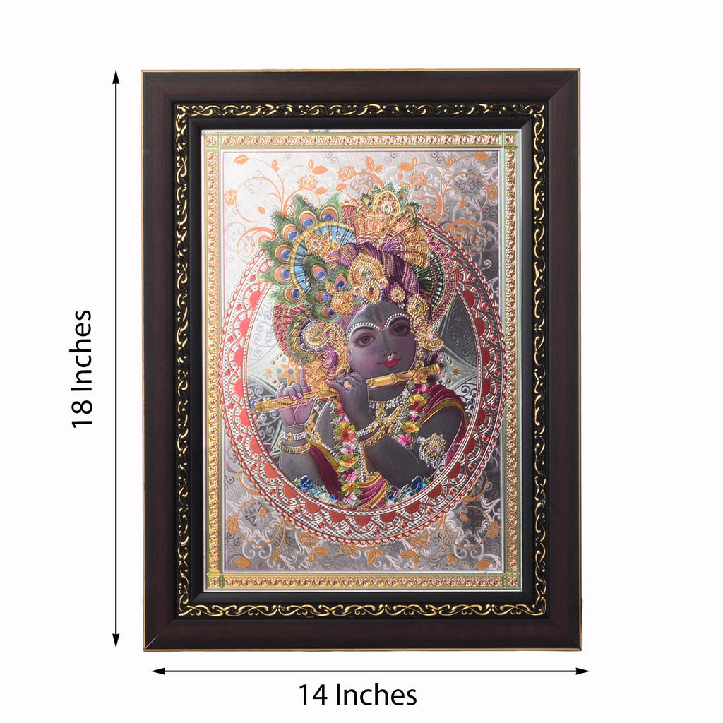 Lord Krishna Laminated Silver and Golden Foil Kafalo
