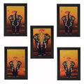 Set of 5 Elephant Variants Satin Matt Texture UV Art Painting Kafalo