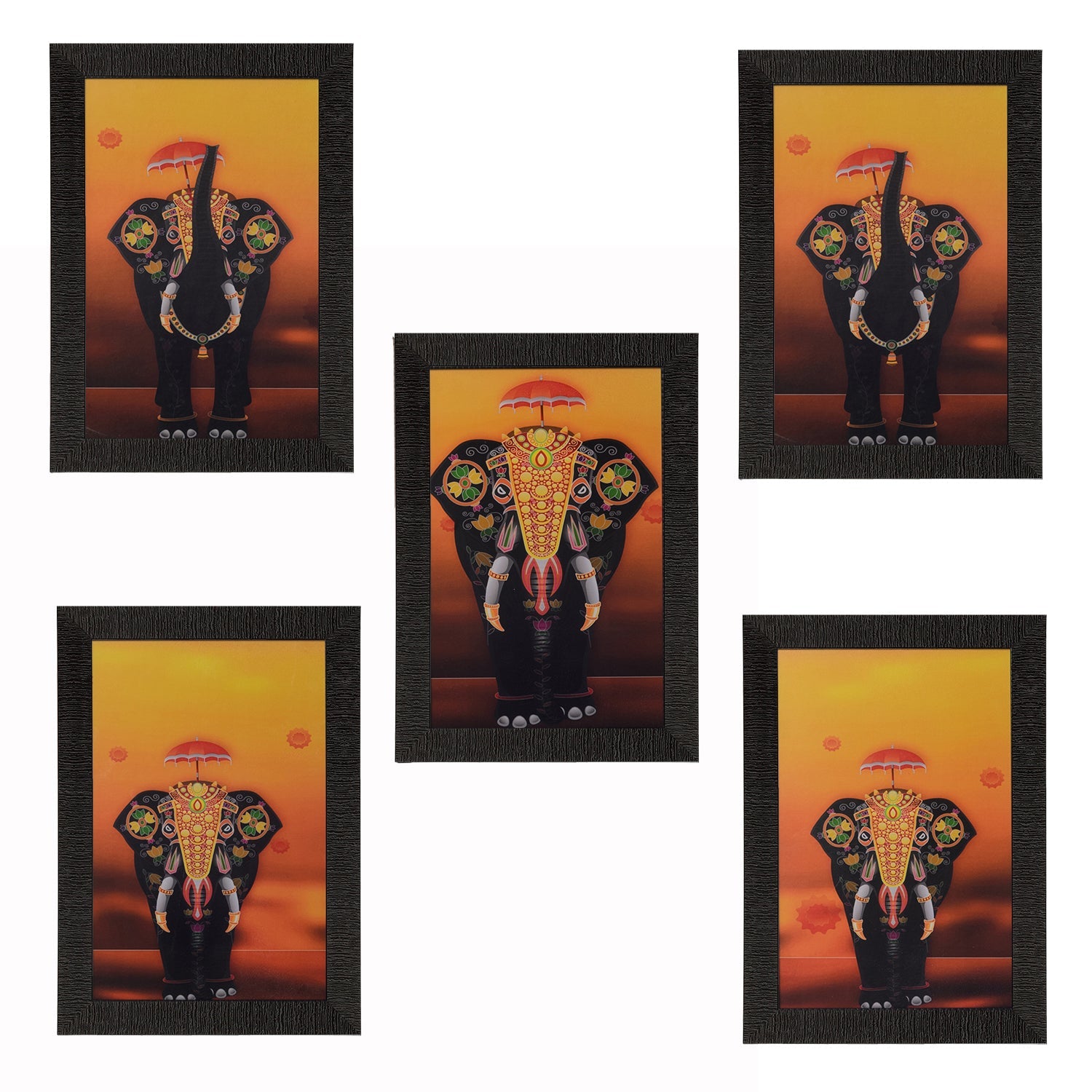 Set of 5 Elephant Variants Satin Matt Texture UV Art Painting Kafalo