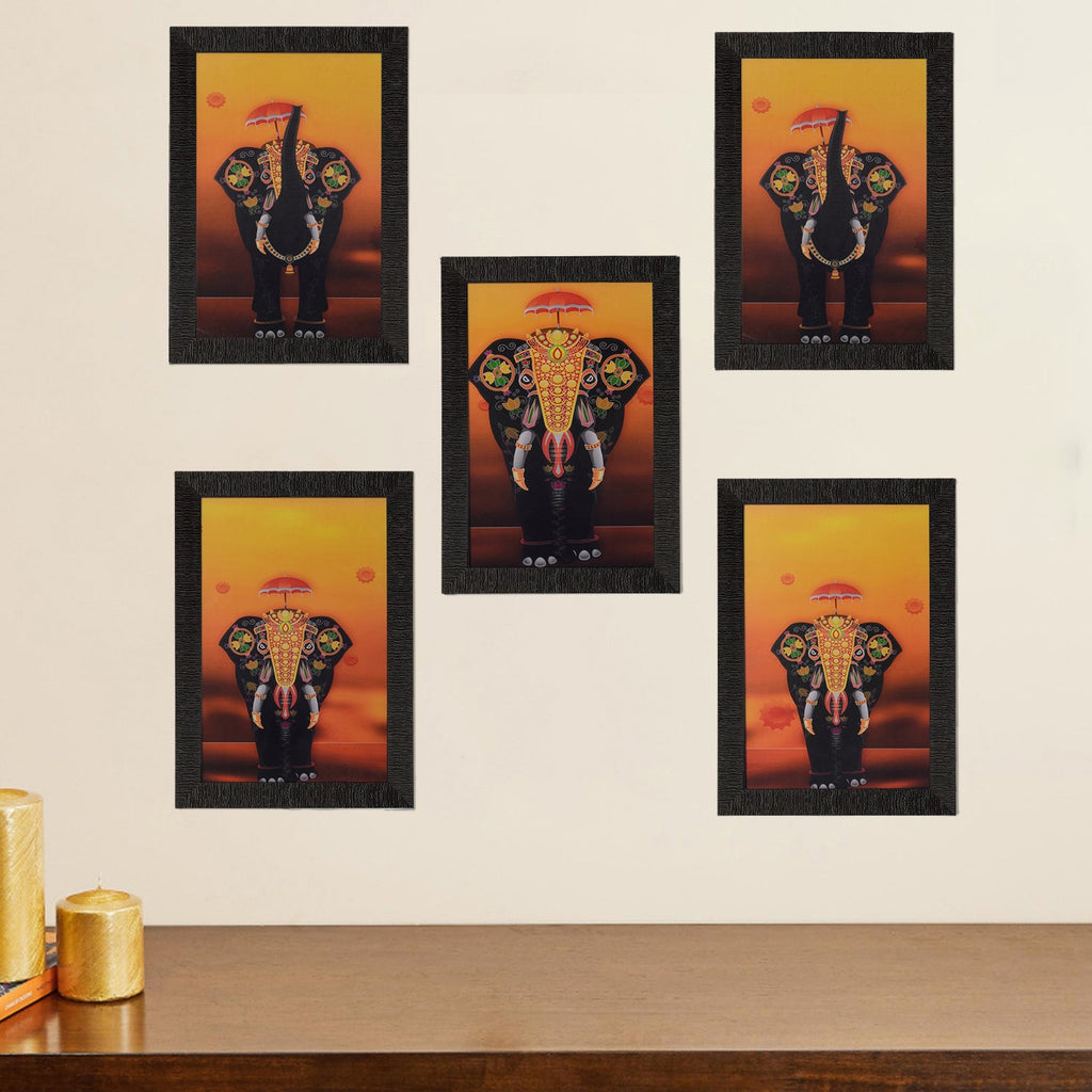 Set of 5 Elephant Variants Satin Matt Texture UV Art Painting Kafalo