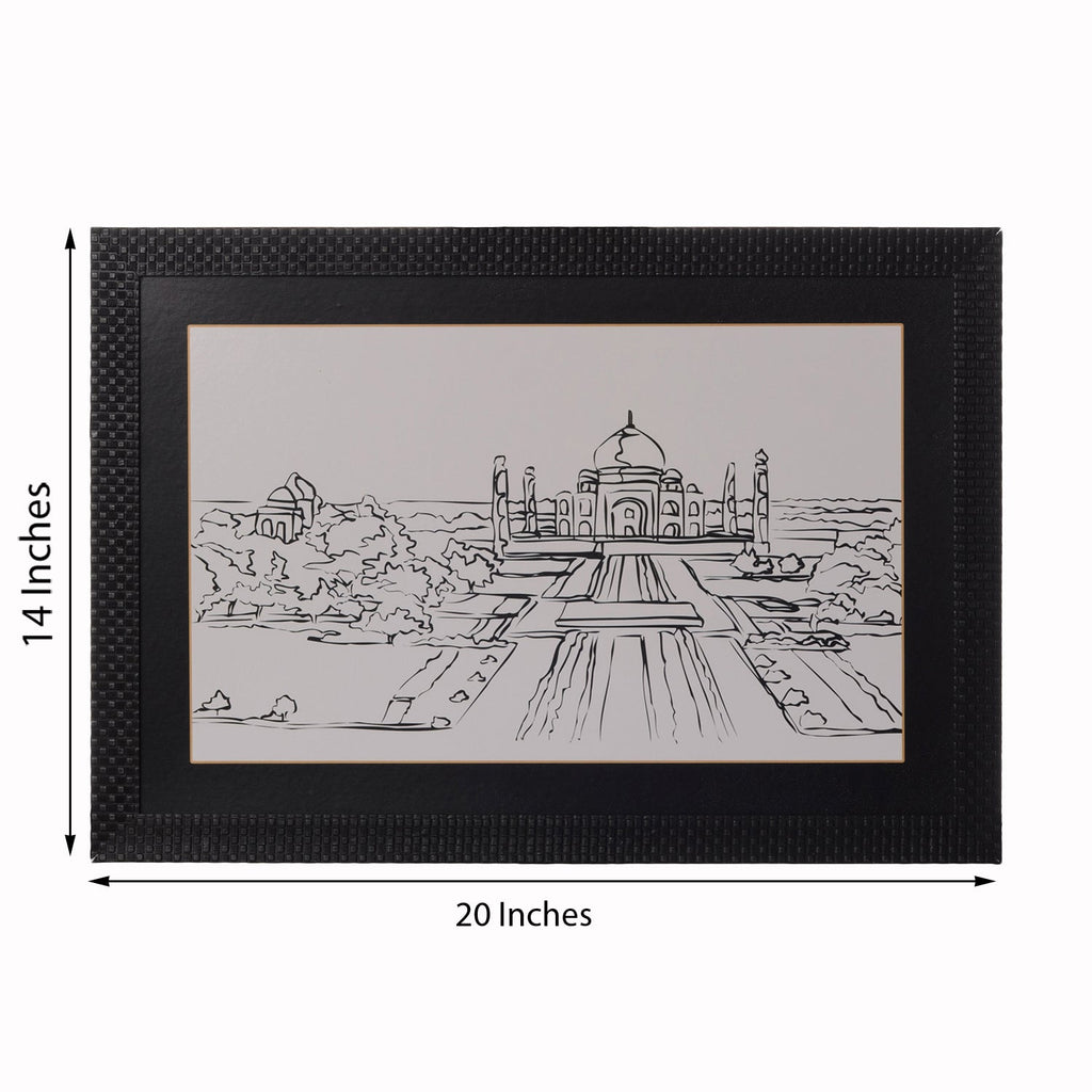 Sketched Tajmahal Satin Matt Texture UV Art Painting Kafalo