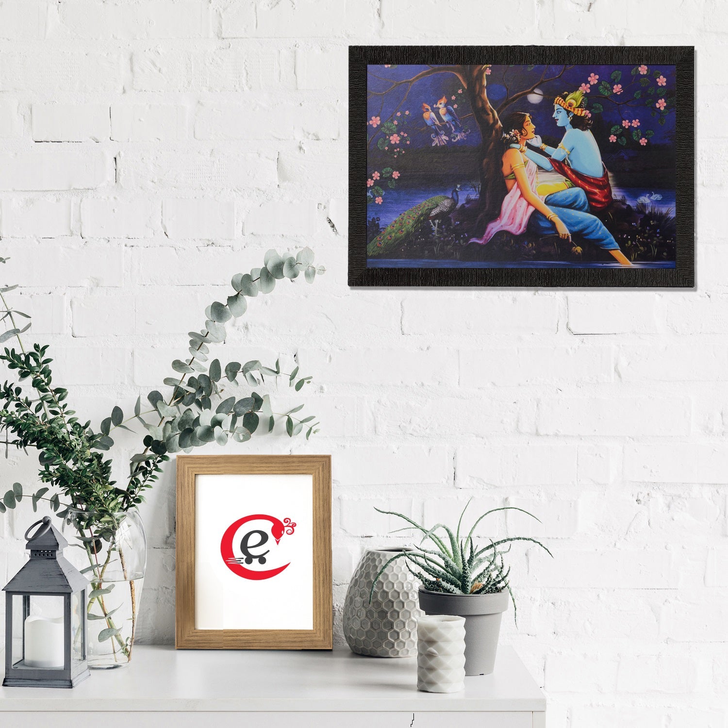 Radha Krishna Satin Matt Texture UV Art Painting Kafalo