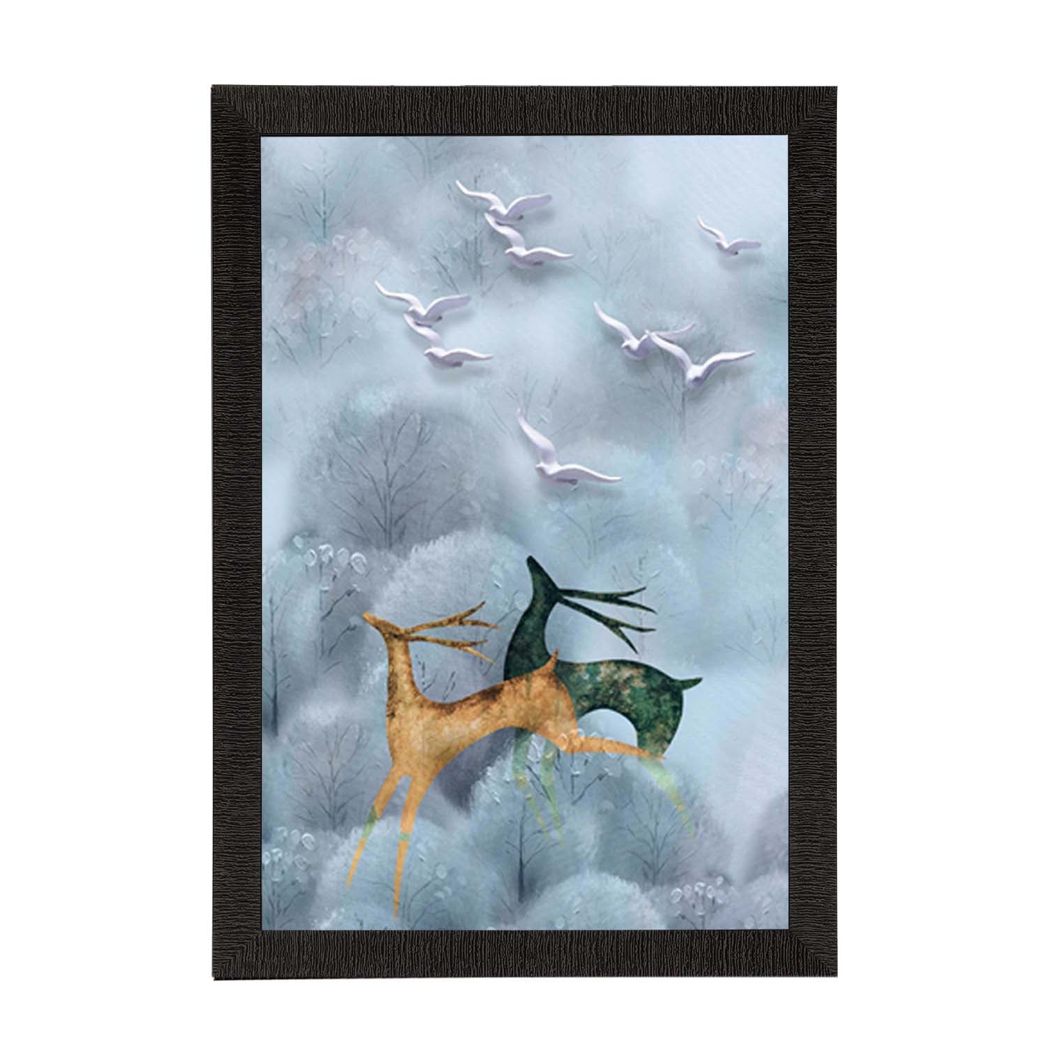 Running Deers Satin Matt Texture UV Art Painting Kafalo