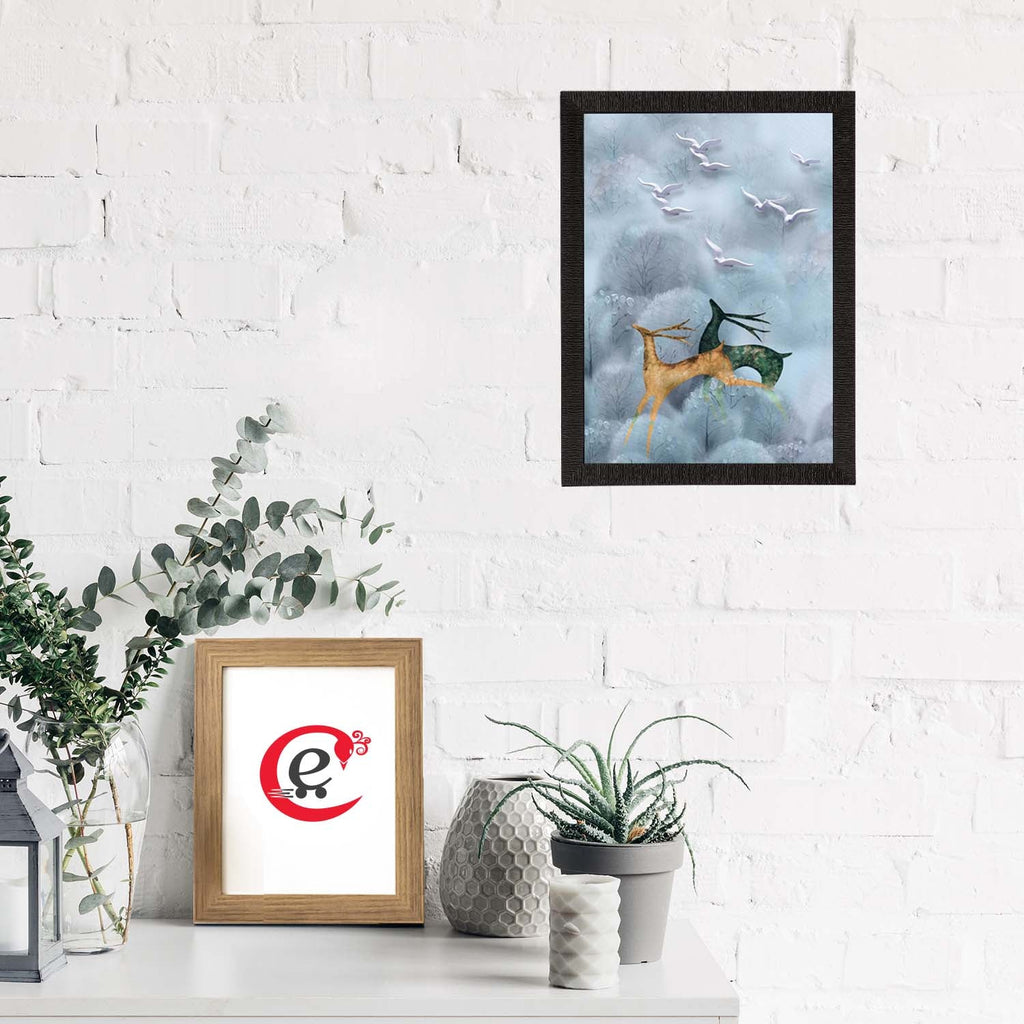 Running Deers Satin Matt Texture UV Art Painting Kafalo