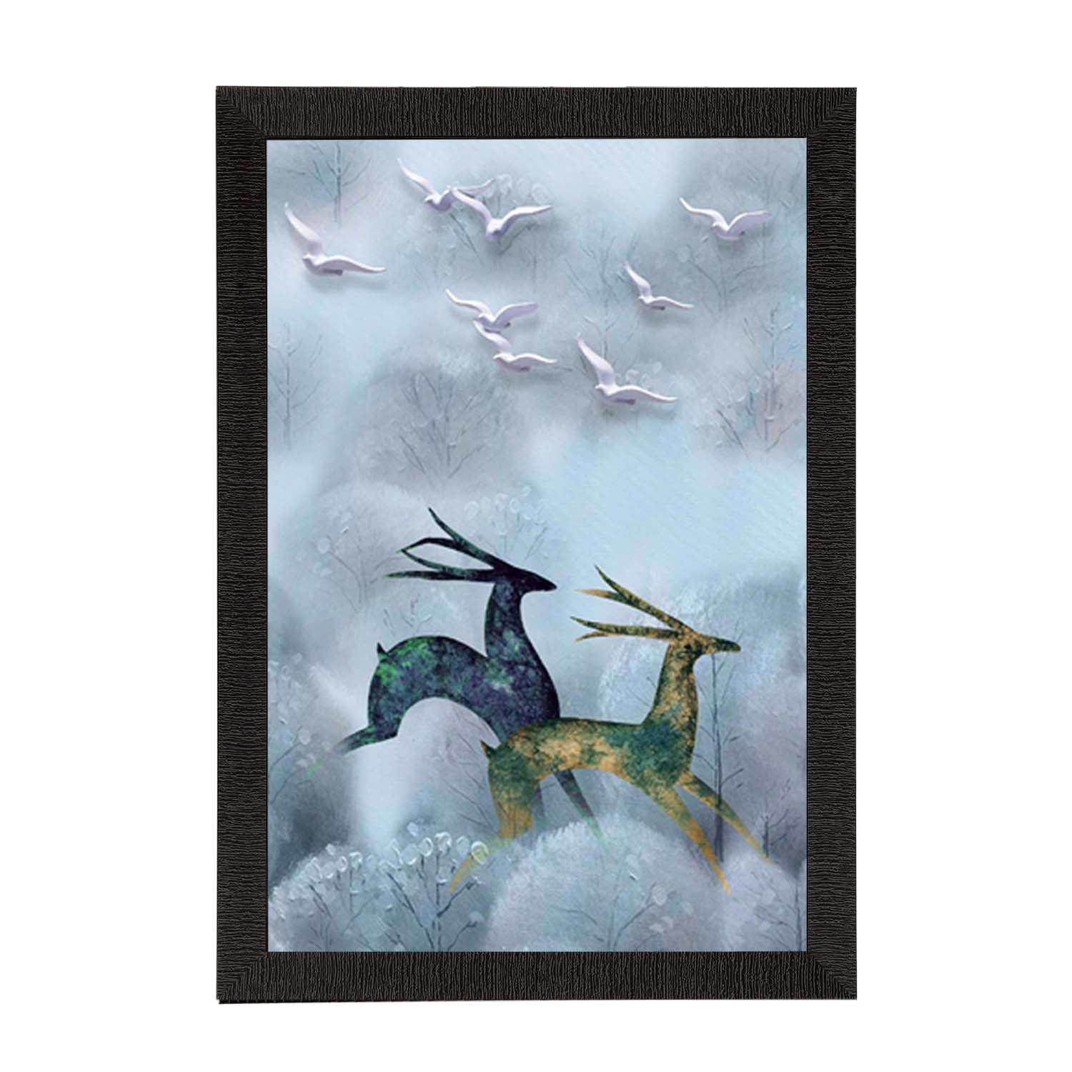 Running Deers Satin Matt Texture UV Art Painting Kafalo