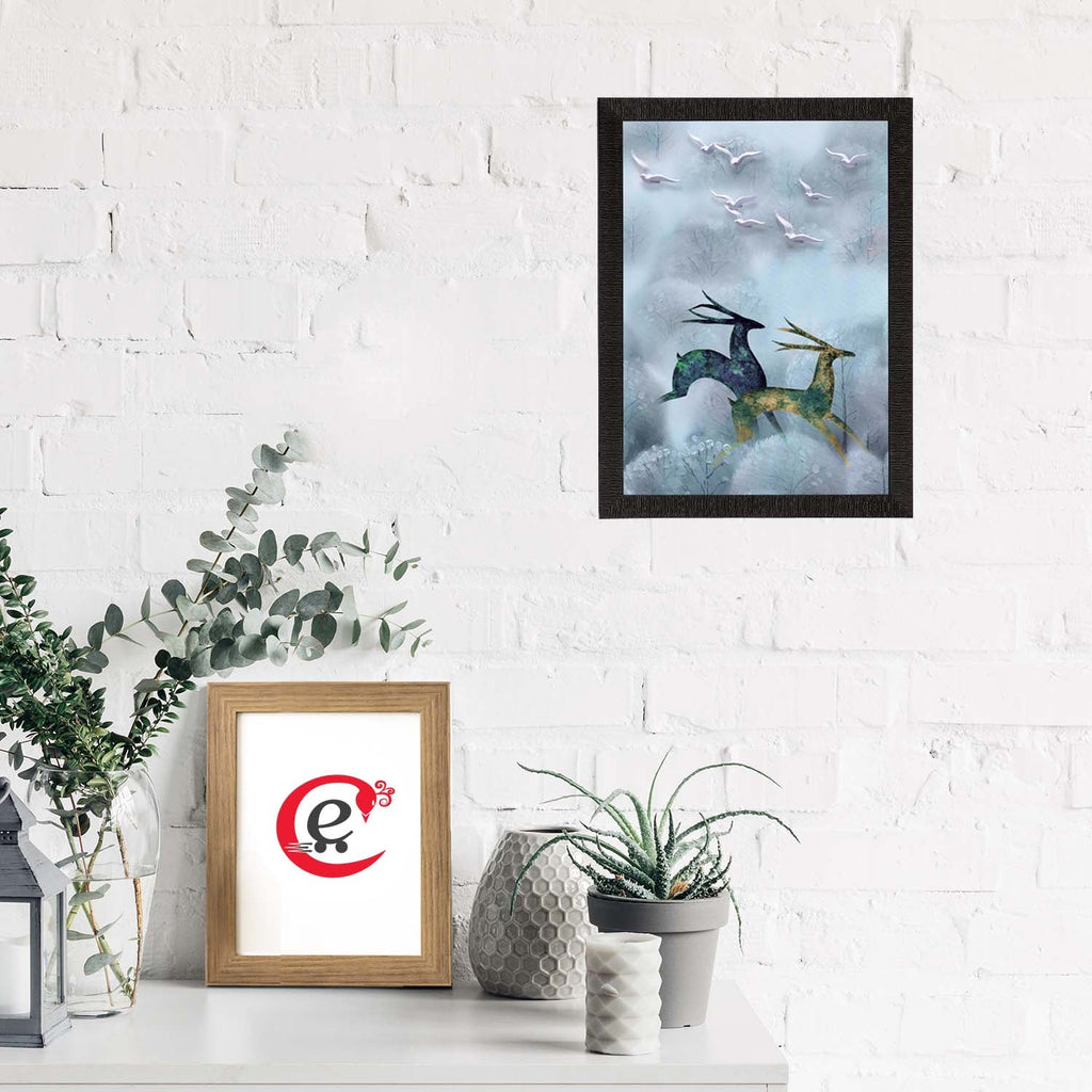 Running Deers Satin Matt Texture UV Art Painting Kafalo