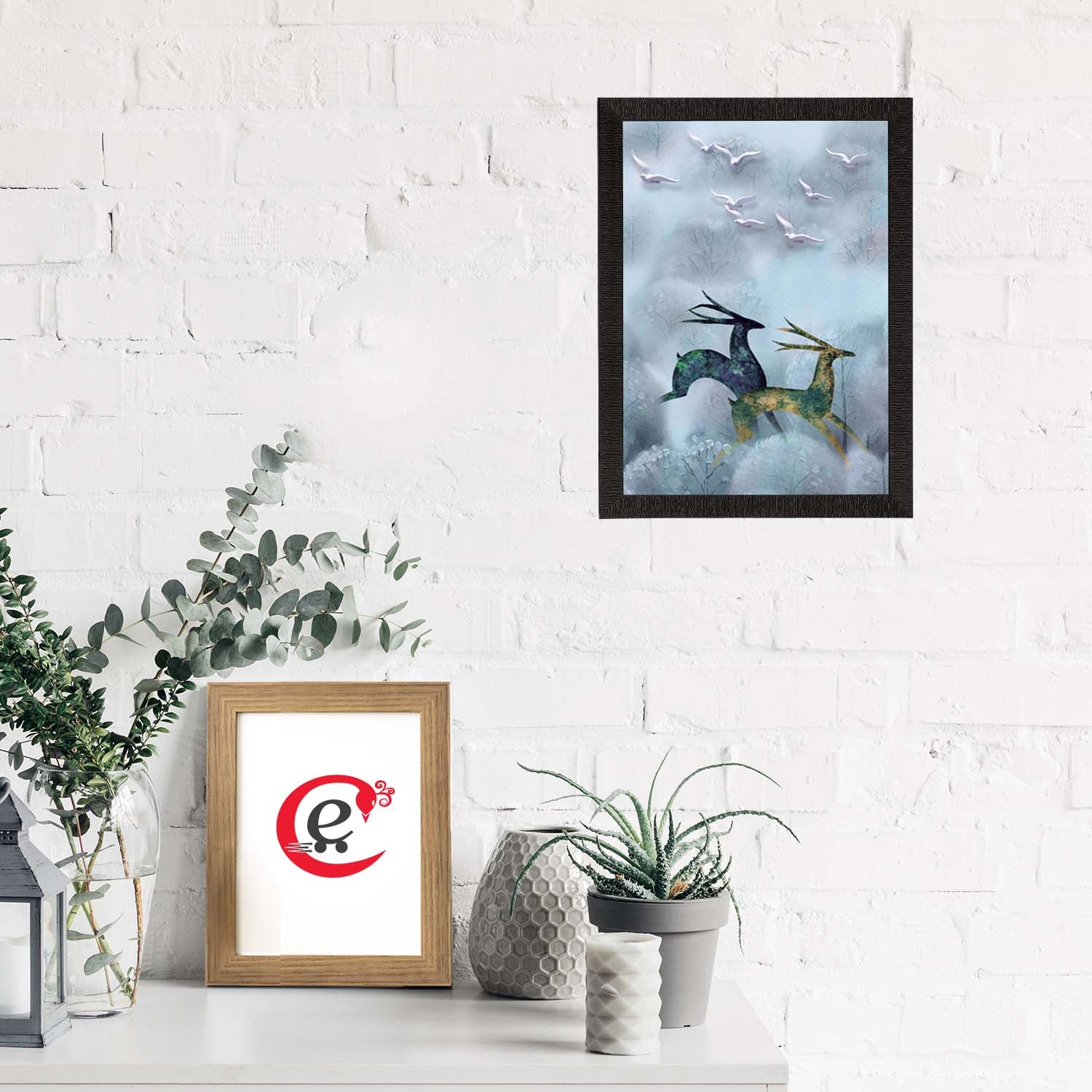 Running Deers Satin Matt Texture UV Art Painting Kafalo