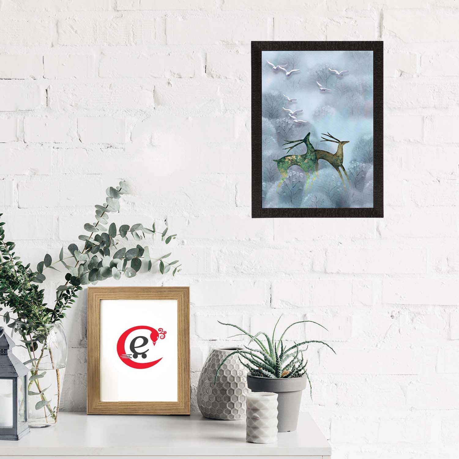 Running Deers Satin Matt Texture UV Art Painting Kafalo