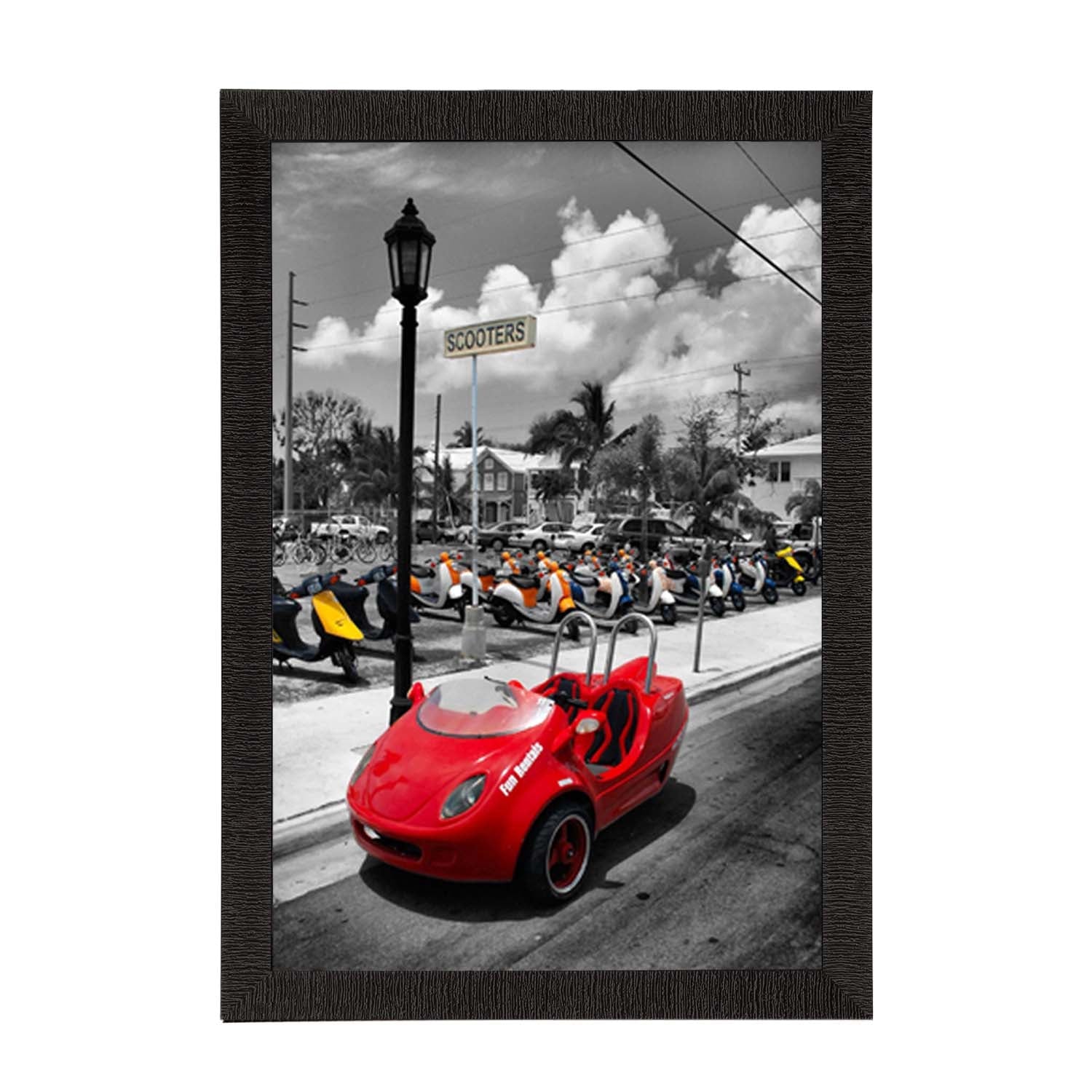 Red Antique Car Satin Matt Texture UV Art Painting Kafalo