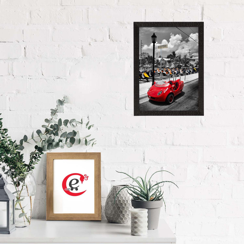 Red Antique Car Satin Matt Texture UV Art Painting Kafalo