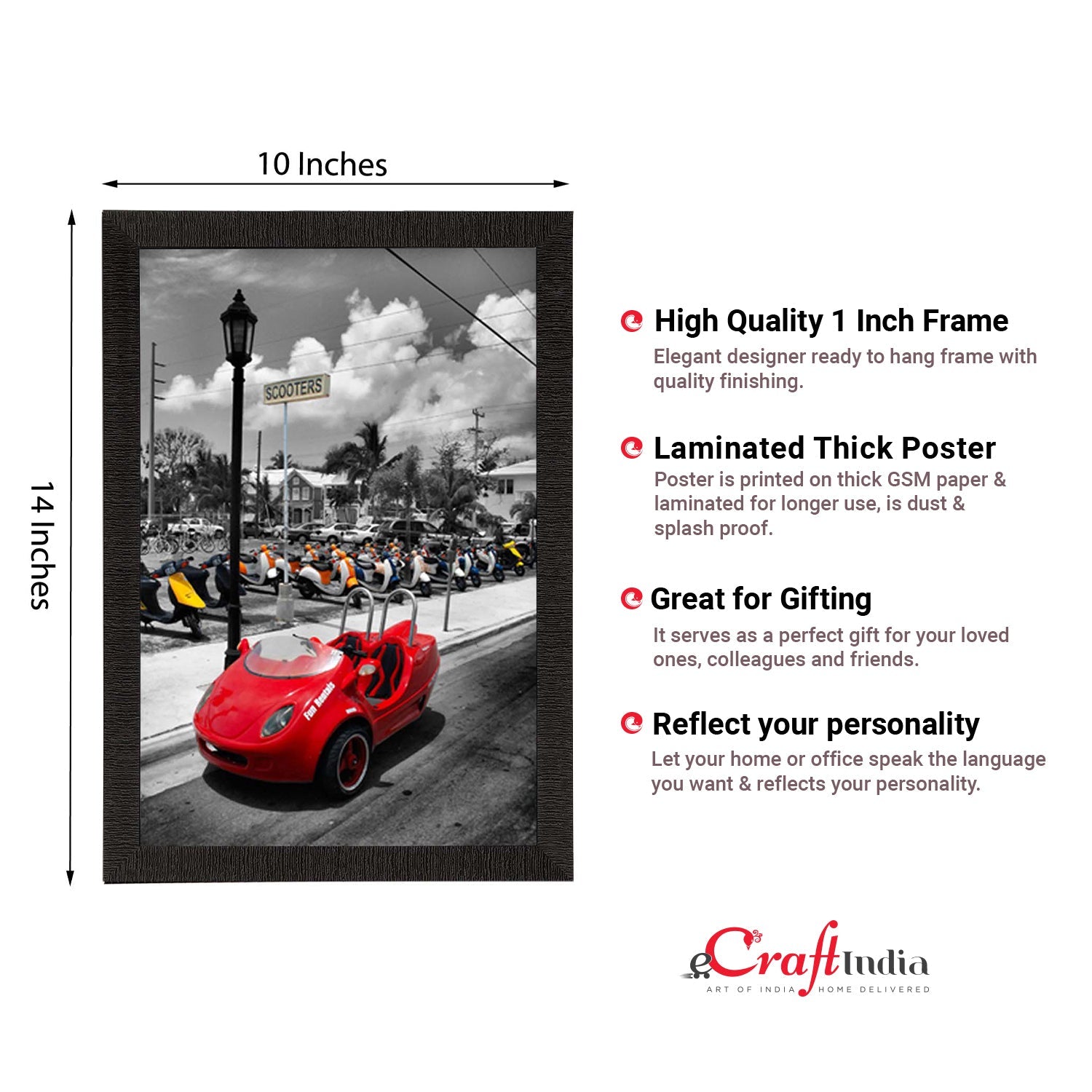 Red Antique Car Satin Matt Texture UV Art Painting Kafalo