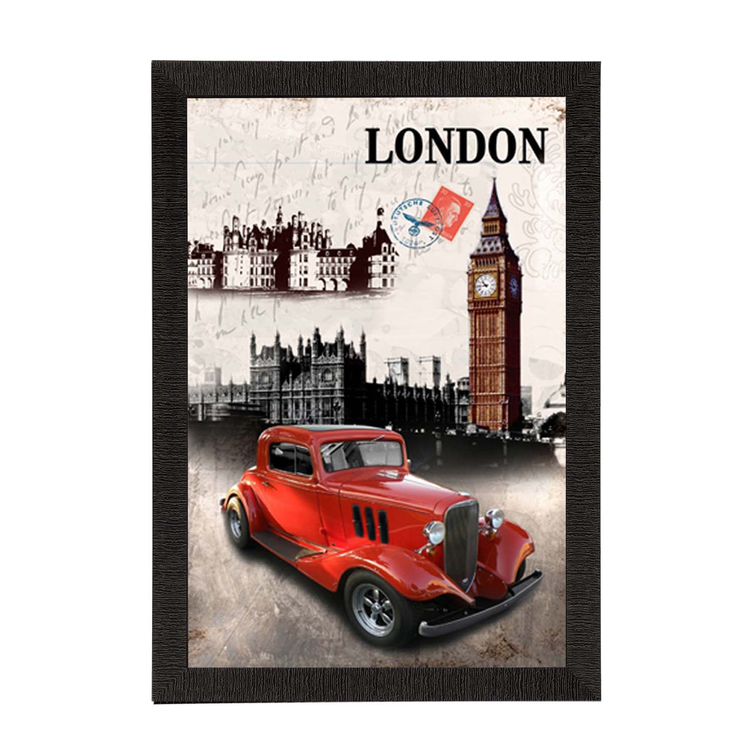 Red Antique Car Satin Matt Texture UV Art Painting Kafalo