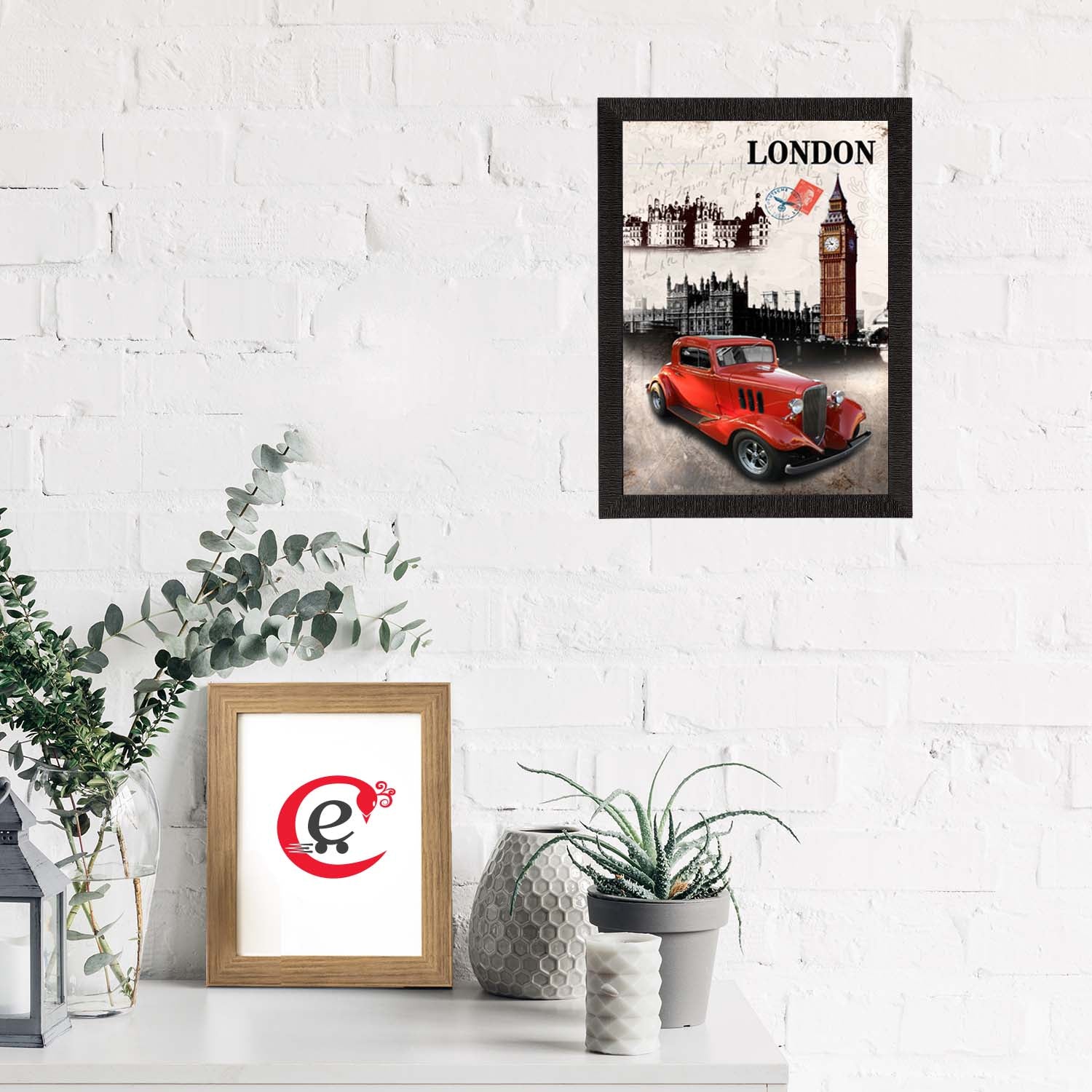 Red Antique Car Satin Matt Texture UV Art Painting Kafalo