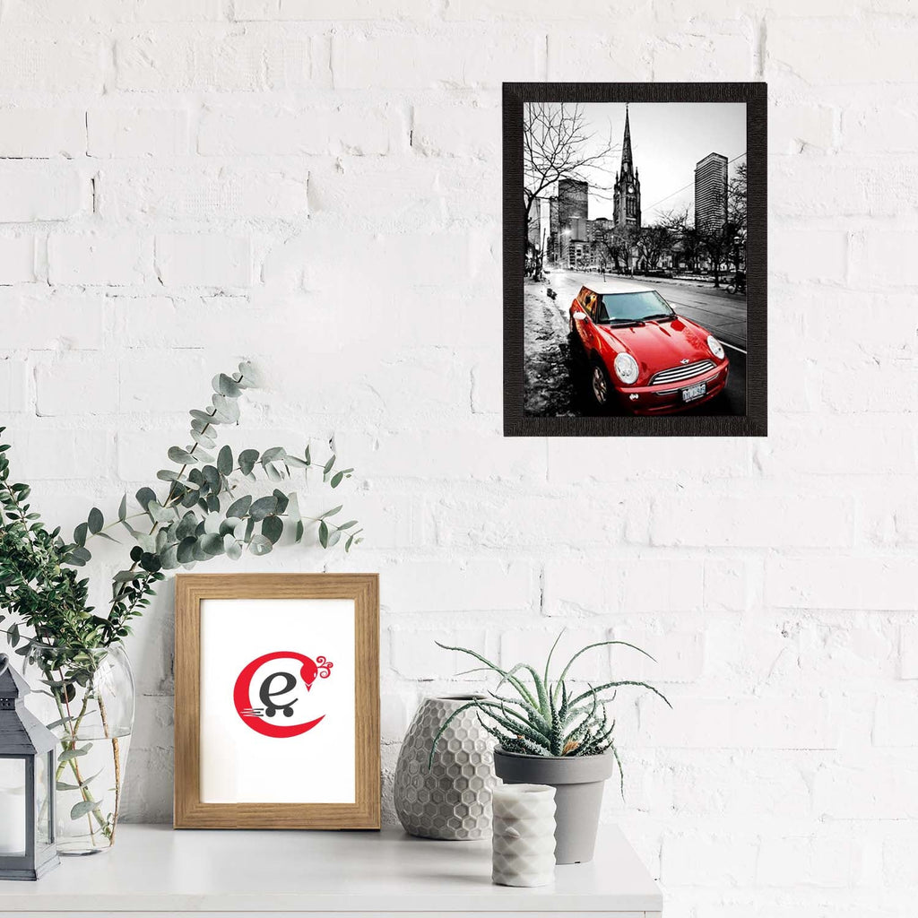 Red Antique Car Satin Matt Texture UV Art Painting