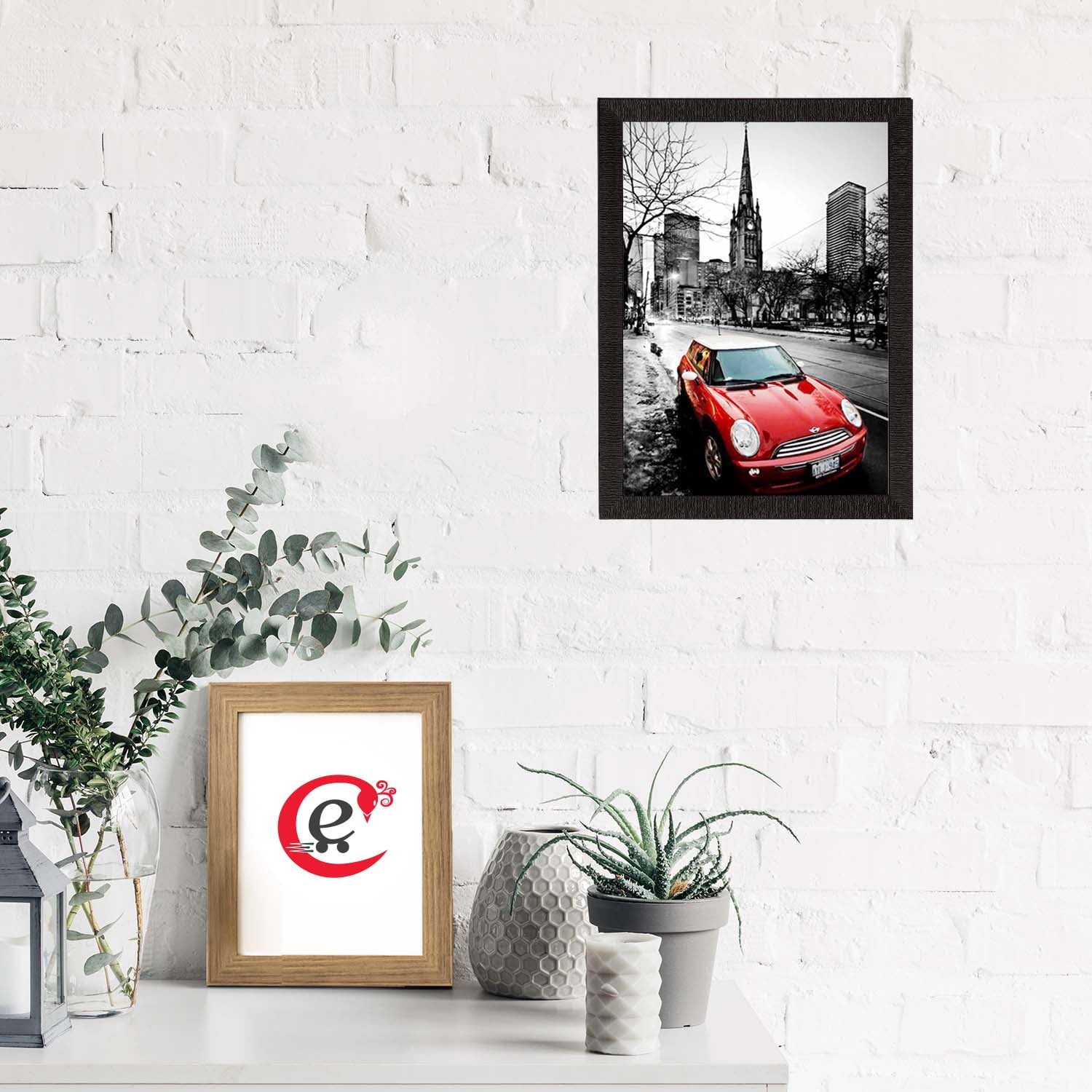 Red Antique Car Satin Matt Texture UV Art Painting