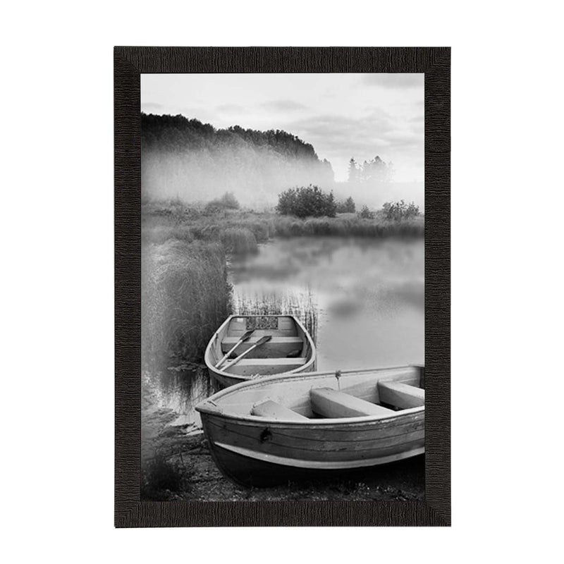 River Side Parked Boat Satin Matt Texture UV Art Painting