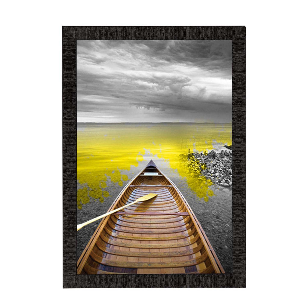 Colorful River Side Parked Boat Satin Matt Texture UV Art Painting