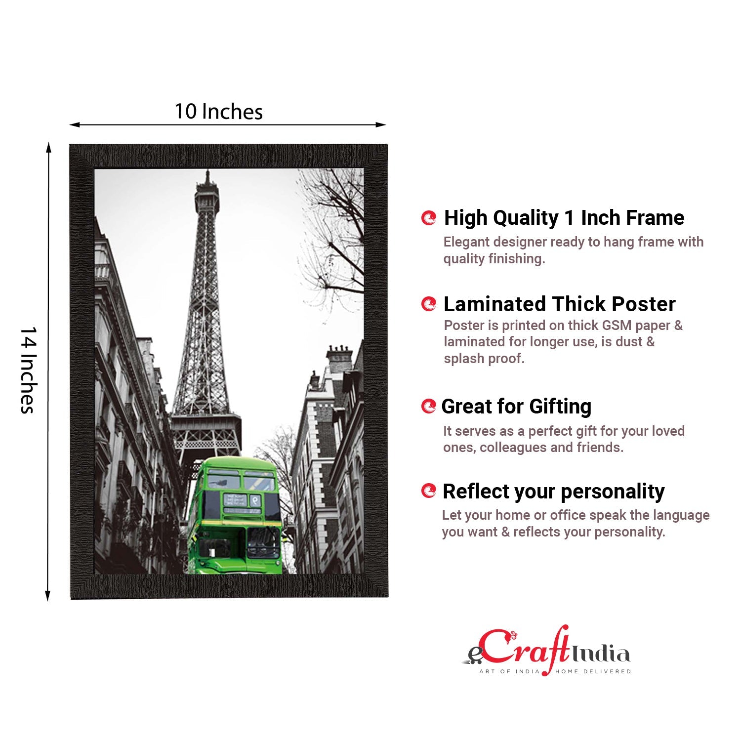 Green Bus Underneath Eiffel Tower Satin Matt Texture UV Art Painting