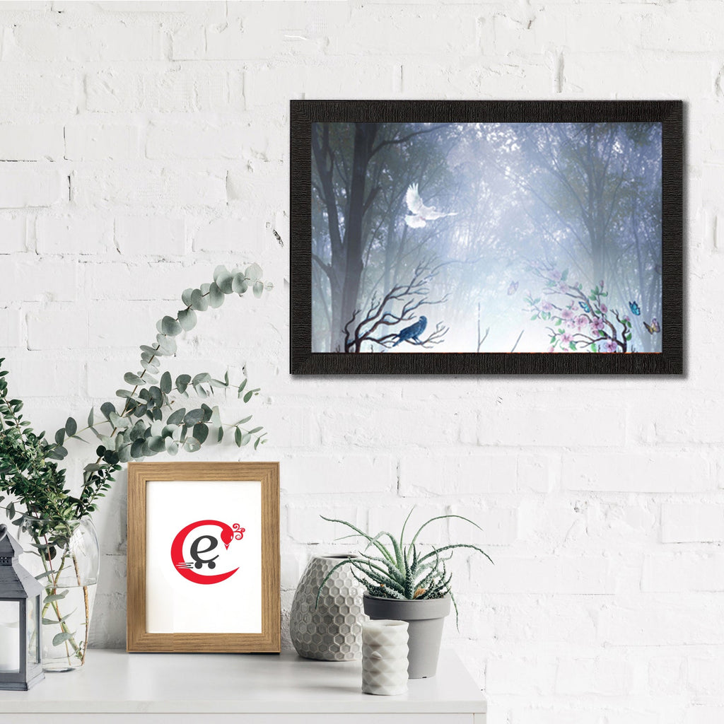 Bird Sitting on Tree in Jungle Satin Matt Texture UV Art Painting