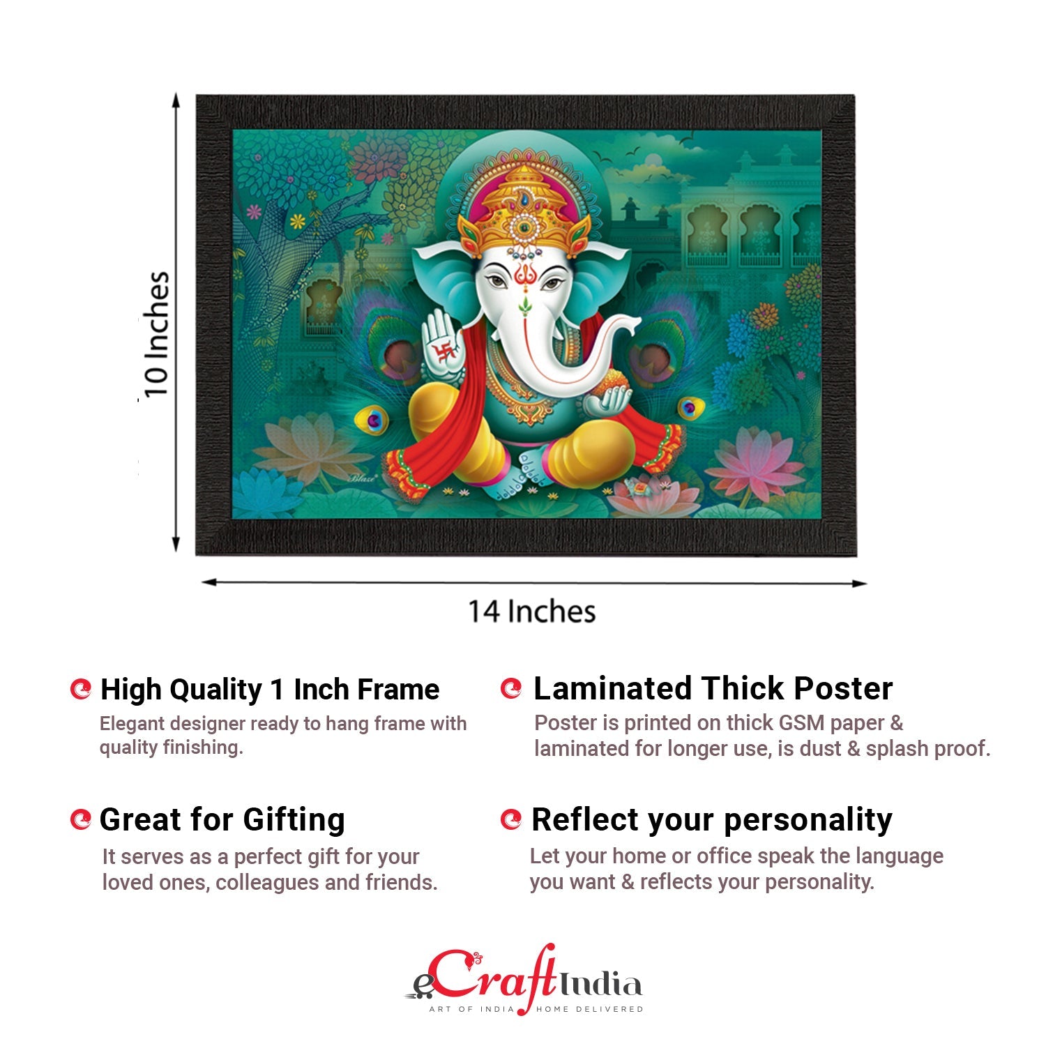 Lord Ganesha Satin Matt Texture UV Art Painting