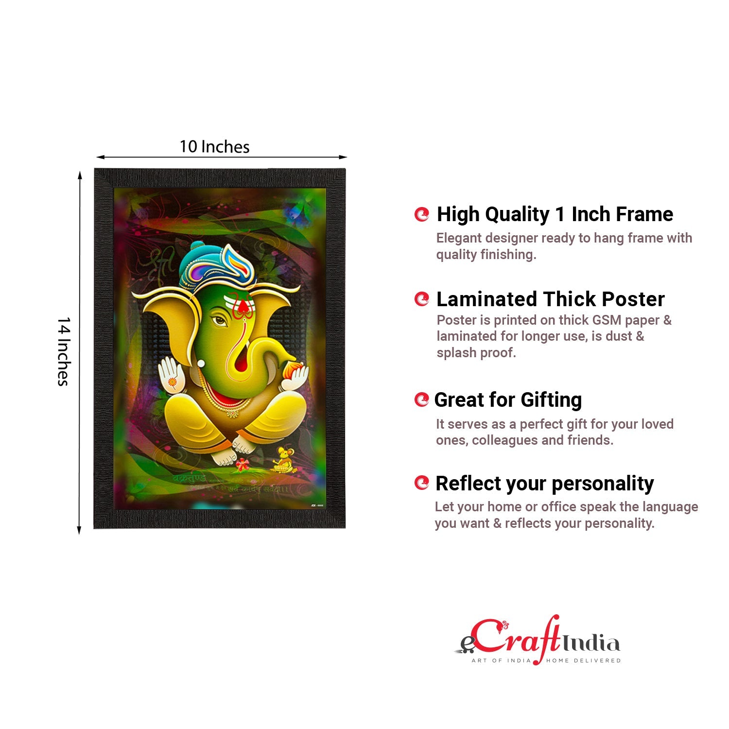 Lord Ganesha Satin Matt Texture UV Art Painting Kafalo