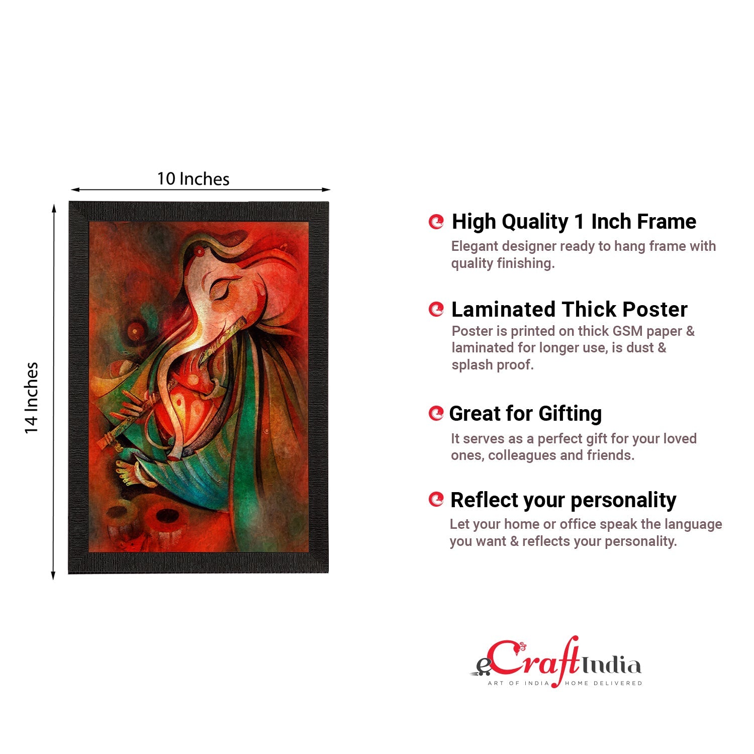 Lord Ganesha Satin Matt Texture UV Art Painting Kafalo