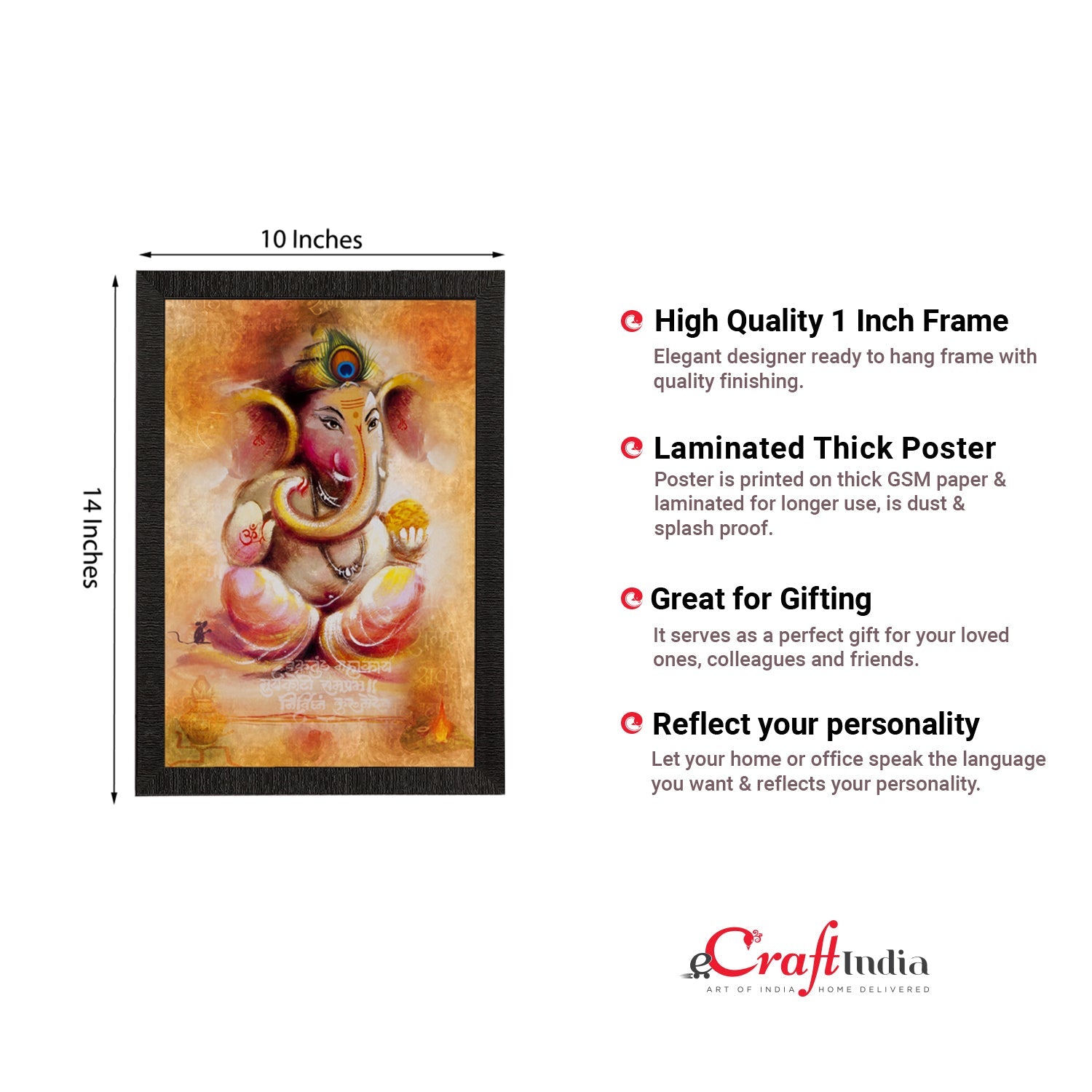 Lord Ganesha Satin Matt Texture UV Art Painting