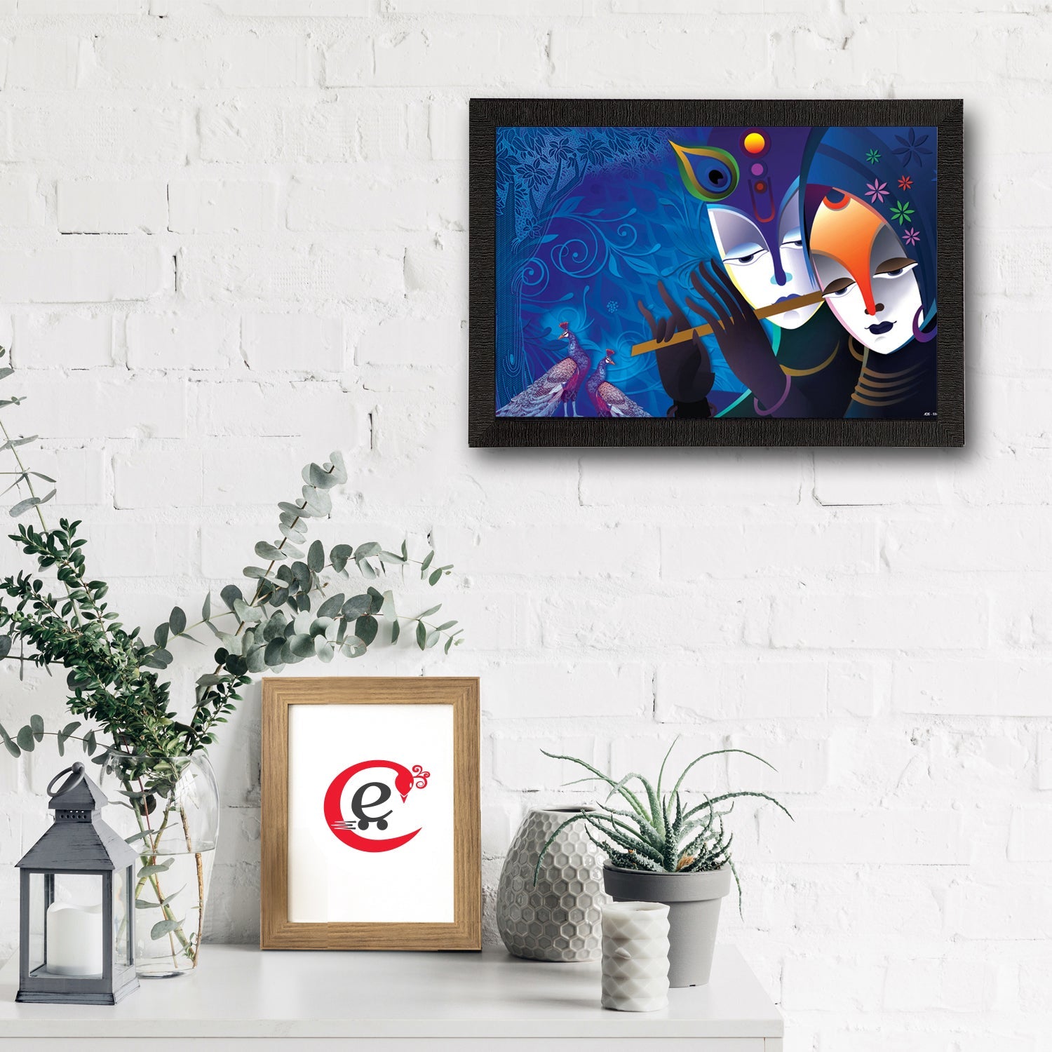 Radha Krishna Satin Matt Texture UV Art Painting Kafalo