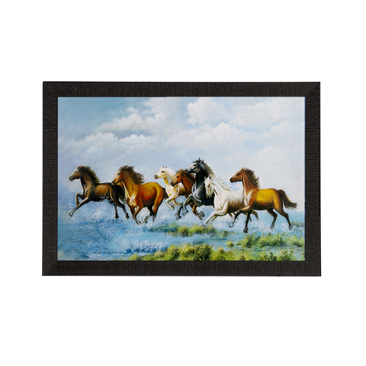 Running 7 Lucky Horses Satin Matt Texture UV Art Painting Kafalo