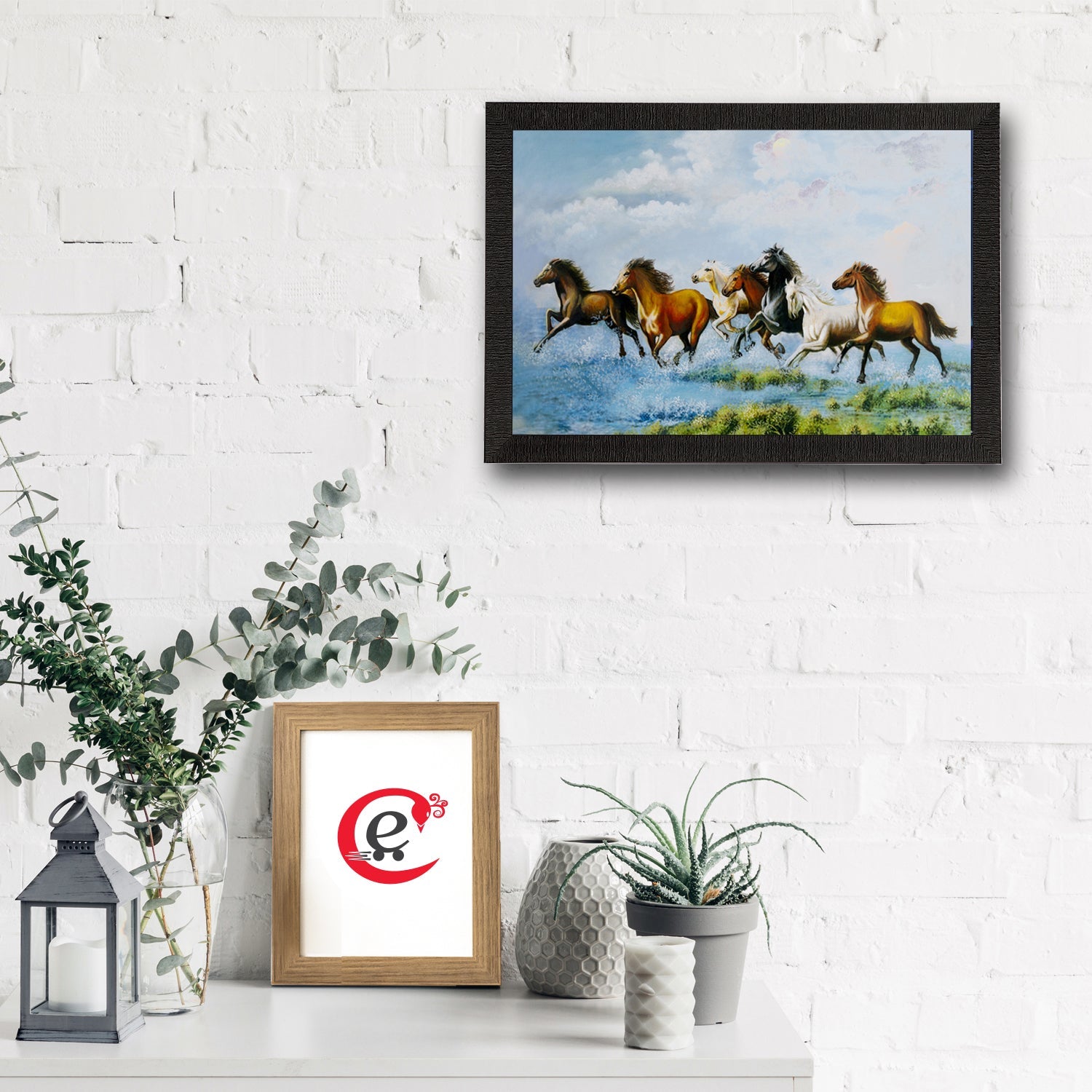Running 7 Lucky Horses Satin Matt Texture UV Art Painting Kafalo