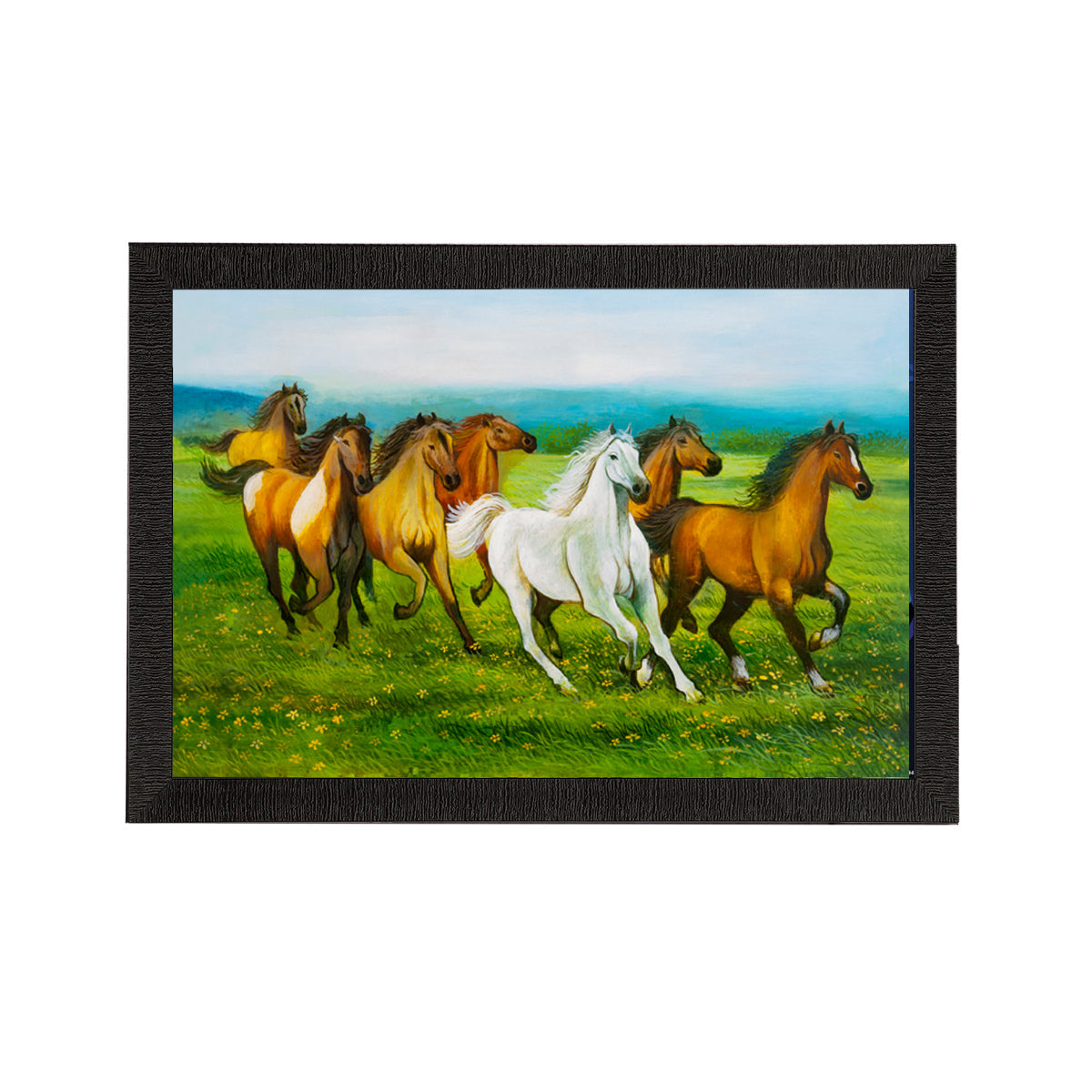 Running 7 Lucky Horses Satin Matt Texture UV Art Painting Kafalo