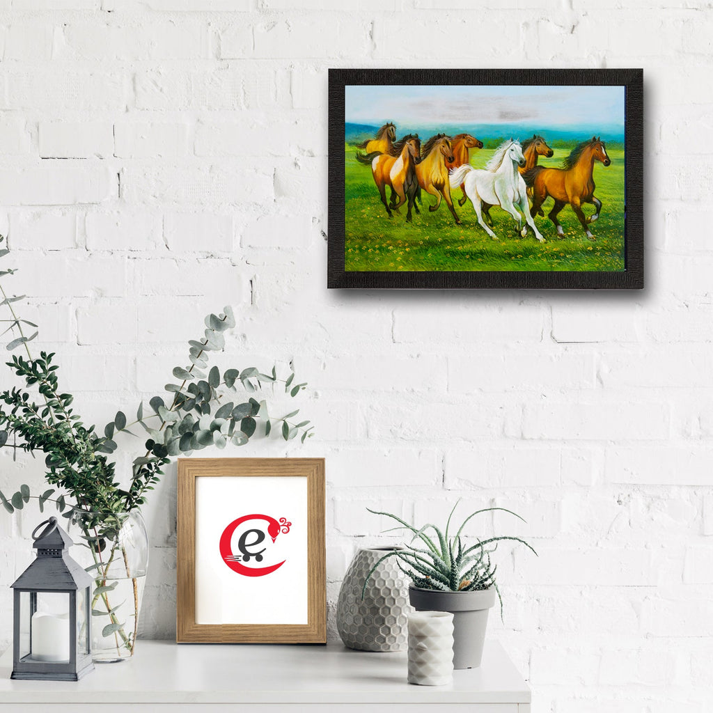 Running 7 Lucky Horses Satin Matt Texture UV Art Painting Kafalo