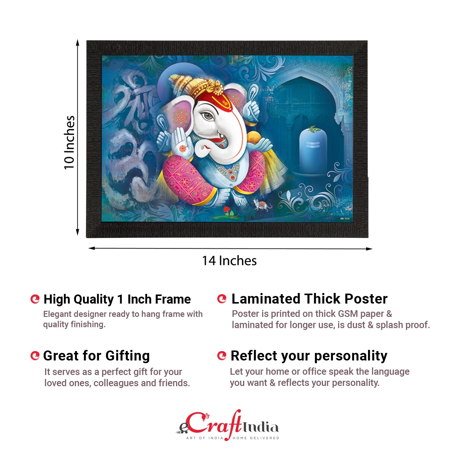 Lord Ganesha Satin Matt Texture UV Art Painting Kafalo
