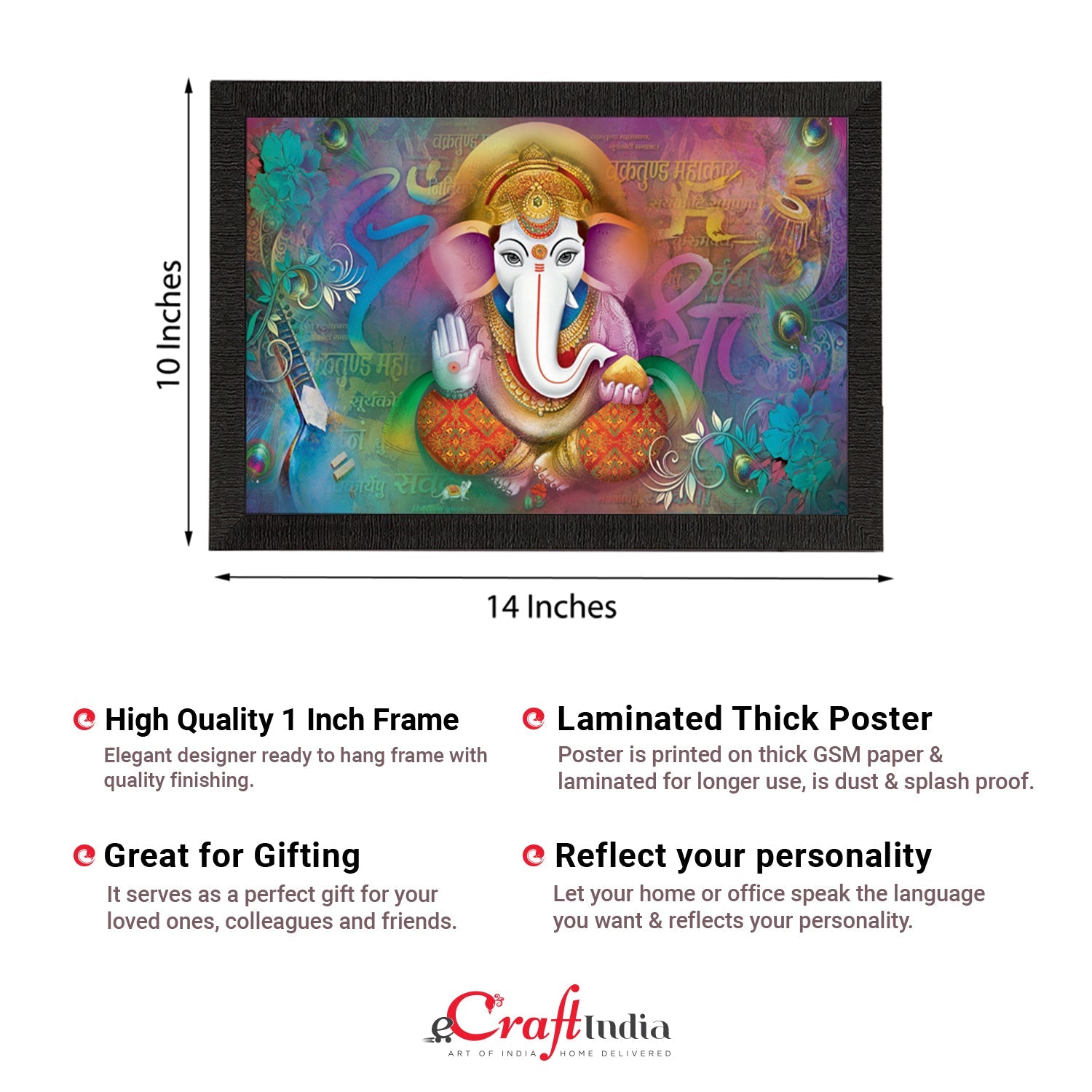 Lord Ganesha Satin Matt Texture UV Art Painting