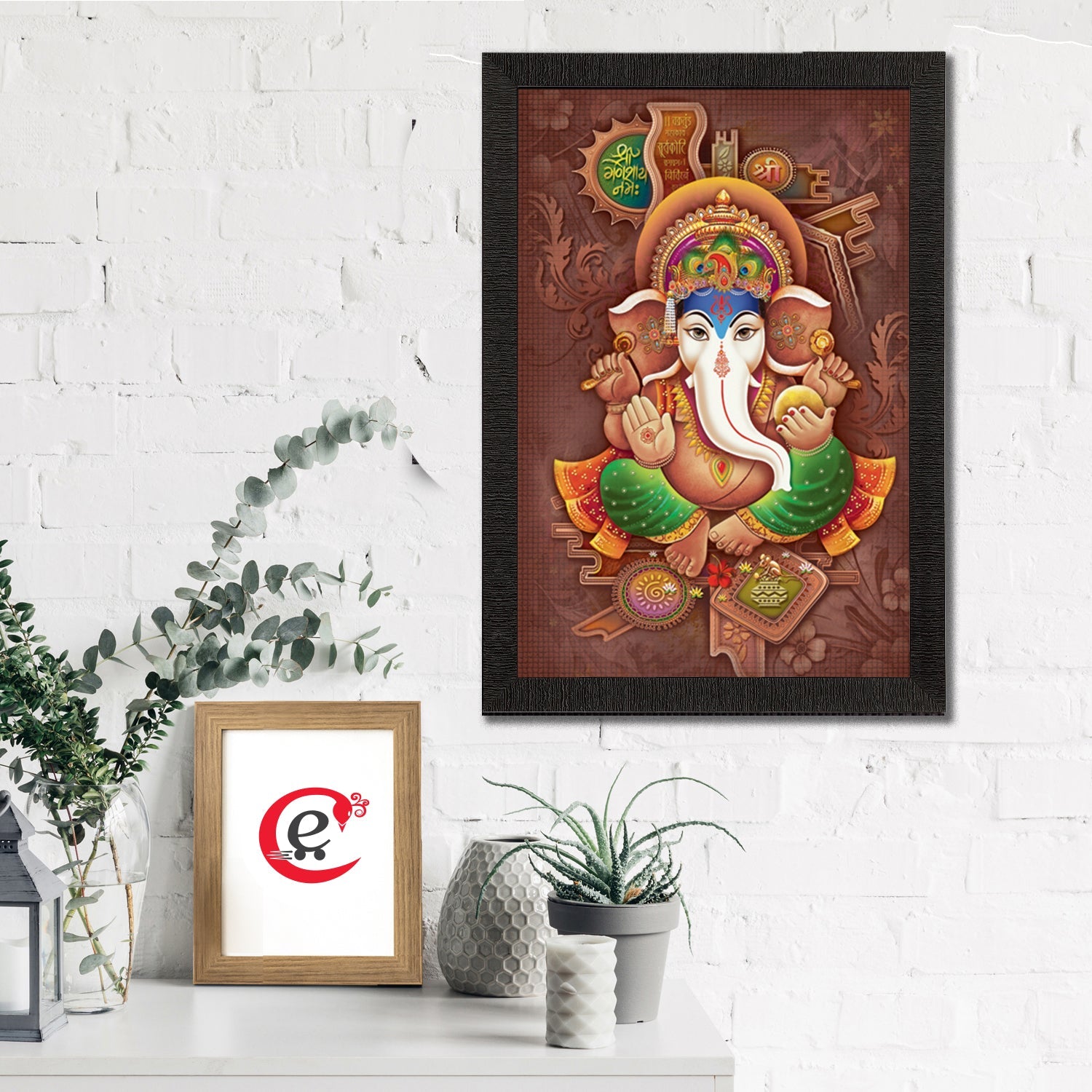 Lord Ganesha Satin Matt Texture UV Art Painting