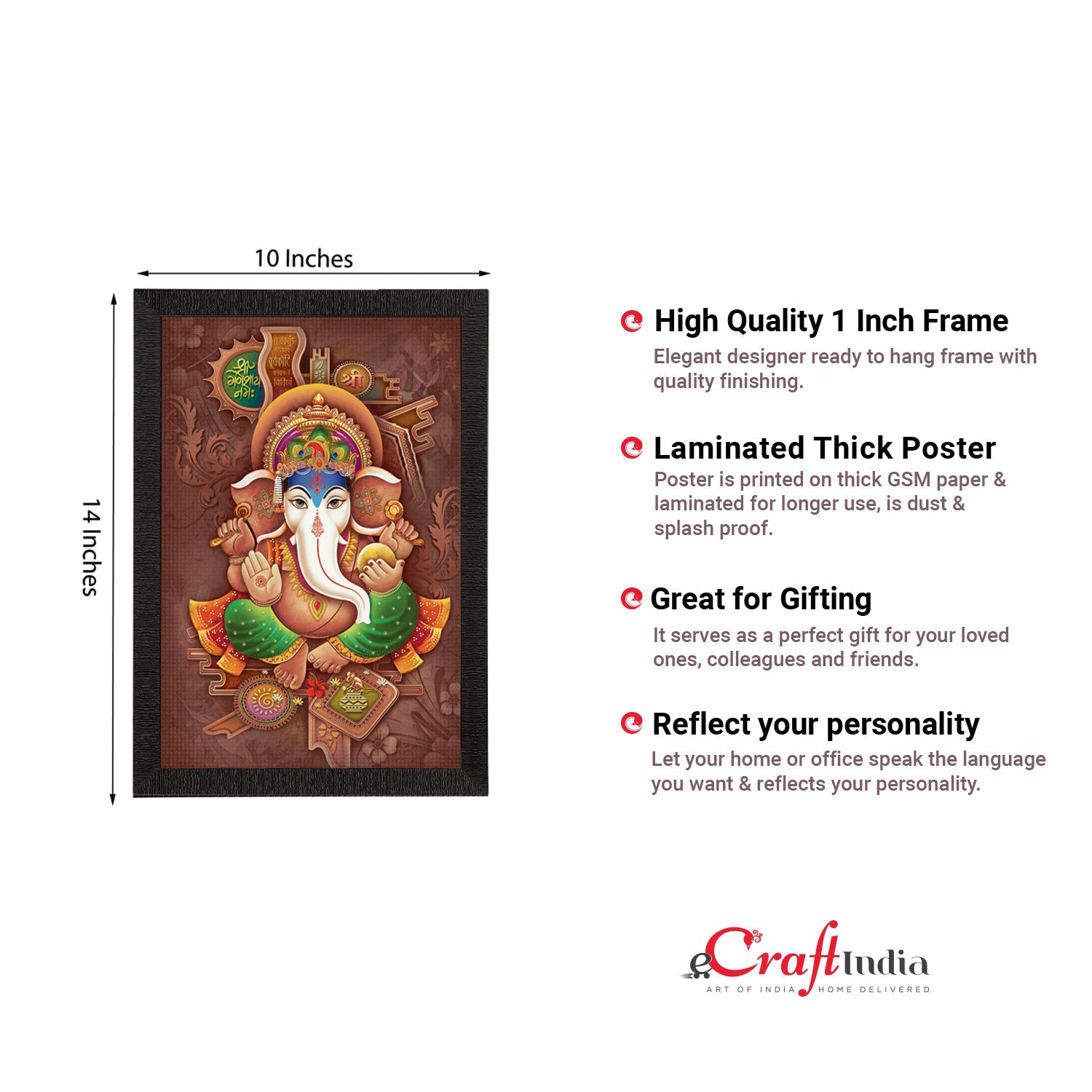 Lord Ganesha Satin Matt Texture UV Art Painting