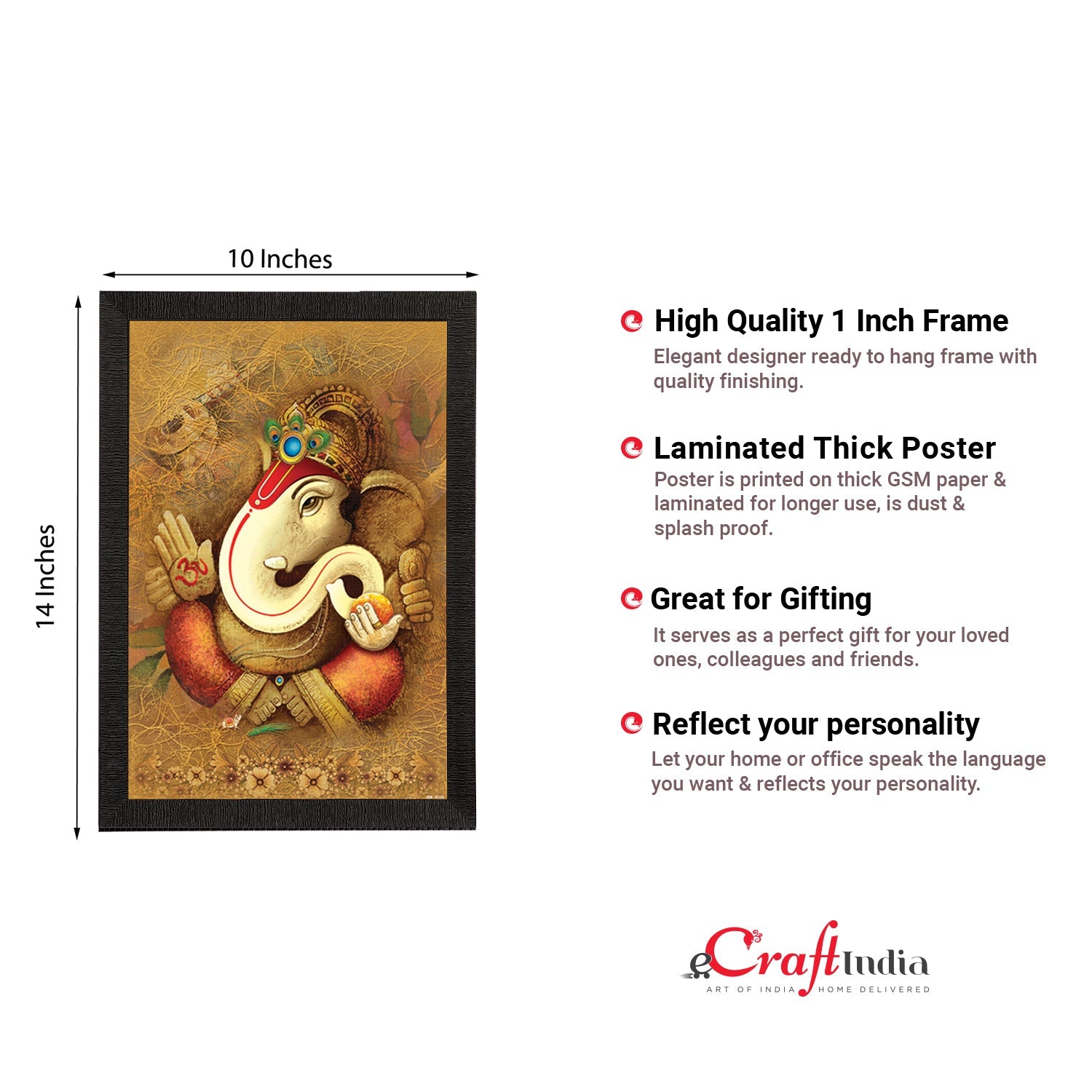Lord Ganesha Satin Matt Texture UV Art Painting Kafalo