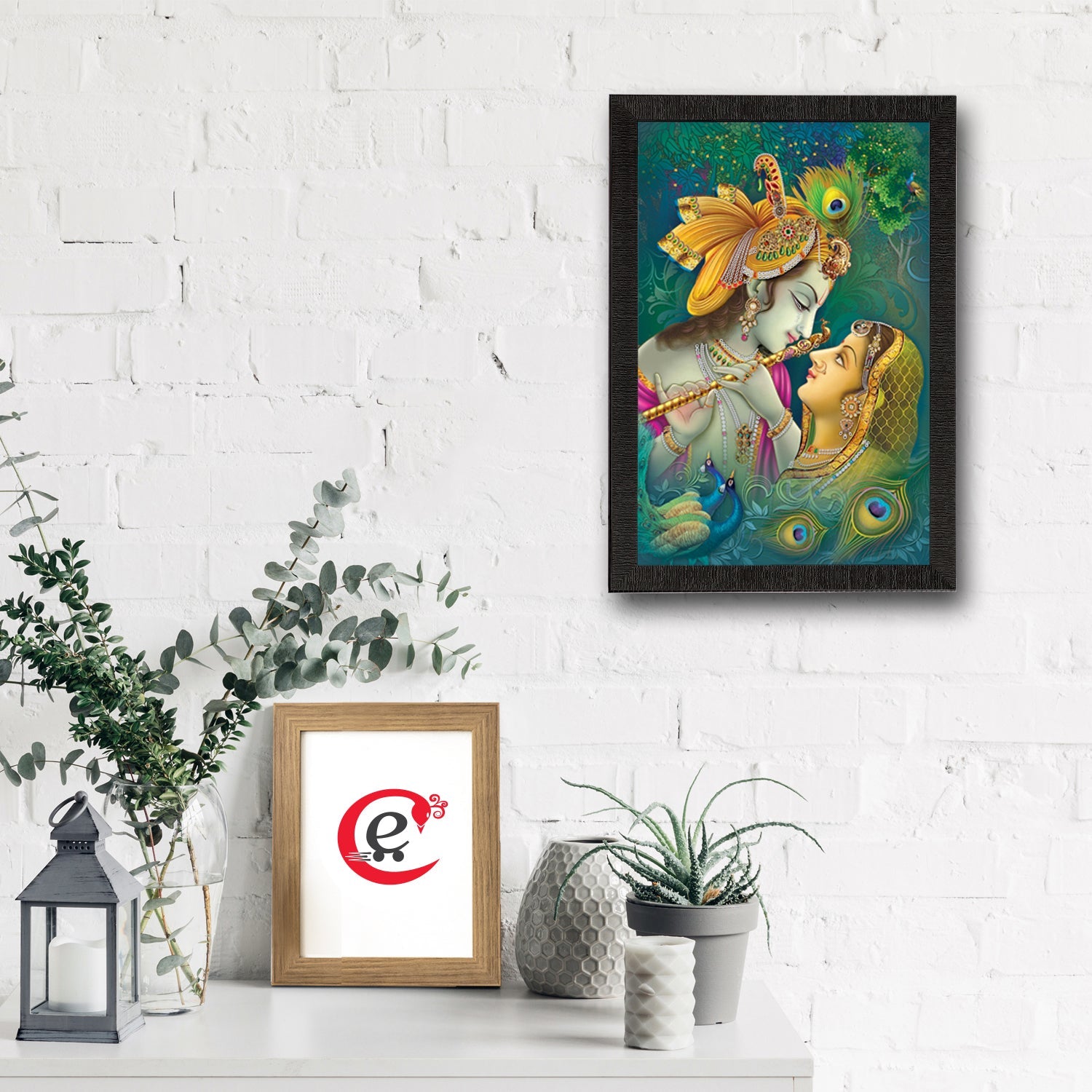 Radha Krishna Satin Matt Texture UV Art Painting Kafalo
