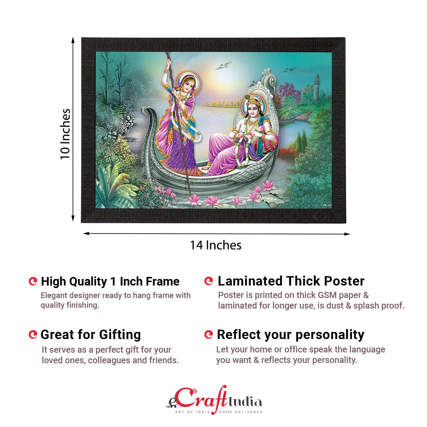 Radha Krishna Satin Matt Texture UV Art Painting Kafalo