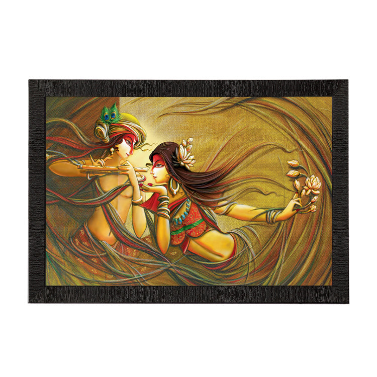 Radha Krishna Playing Flute Satin Matt Texture UV Art Painting