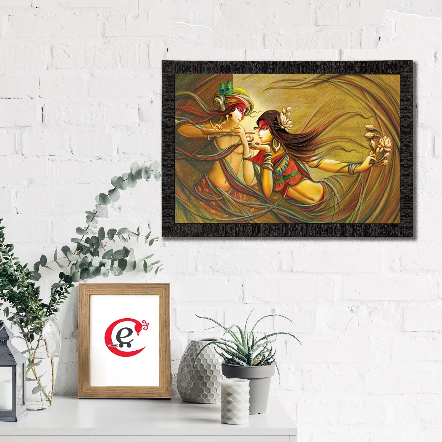 Radha Krishna Playing Flute Satin Matt Texture UV Art Painting