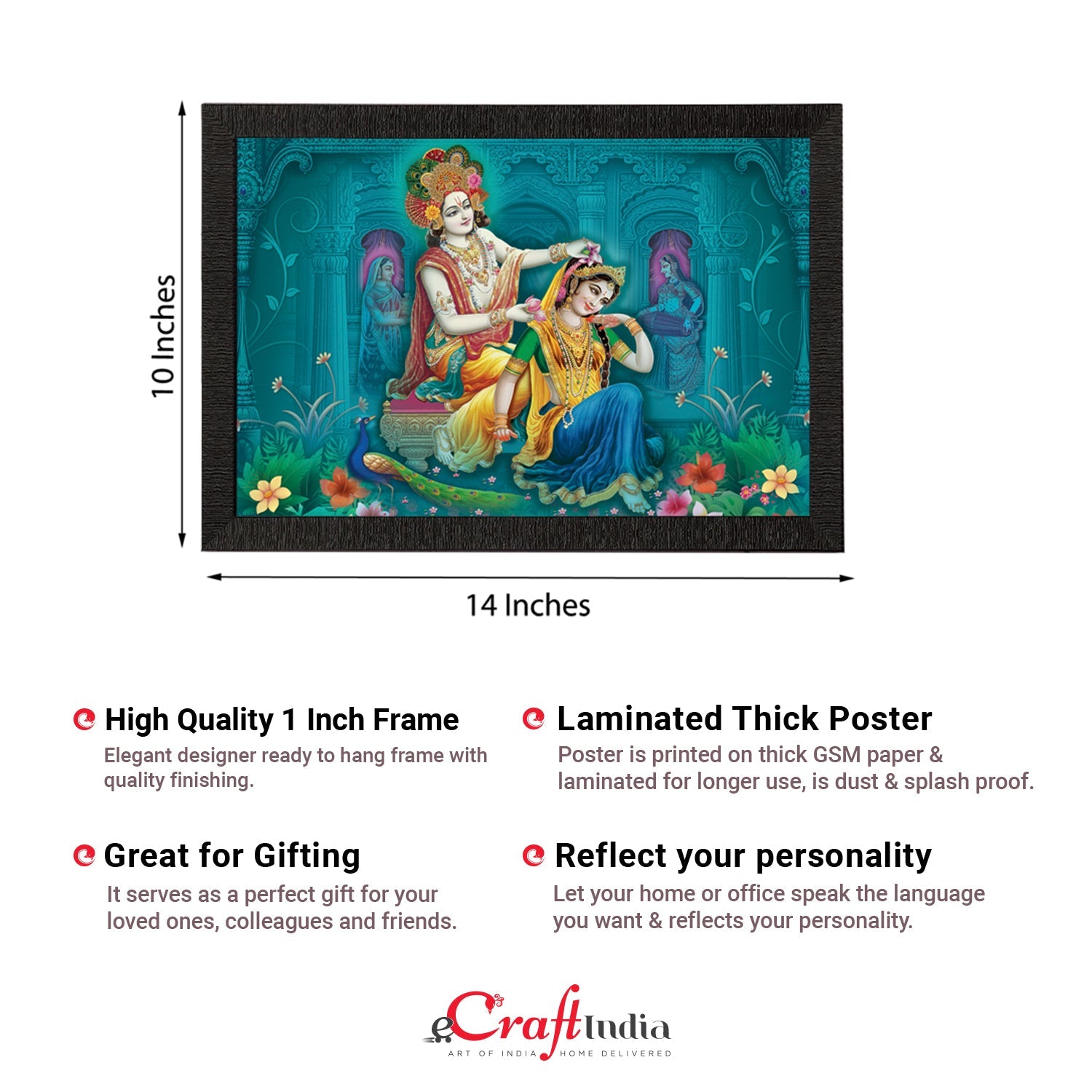 Radha Krishna Satin Matt Texture UV Art Painting