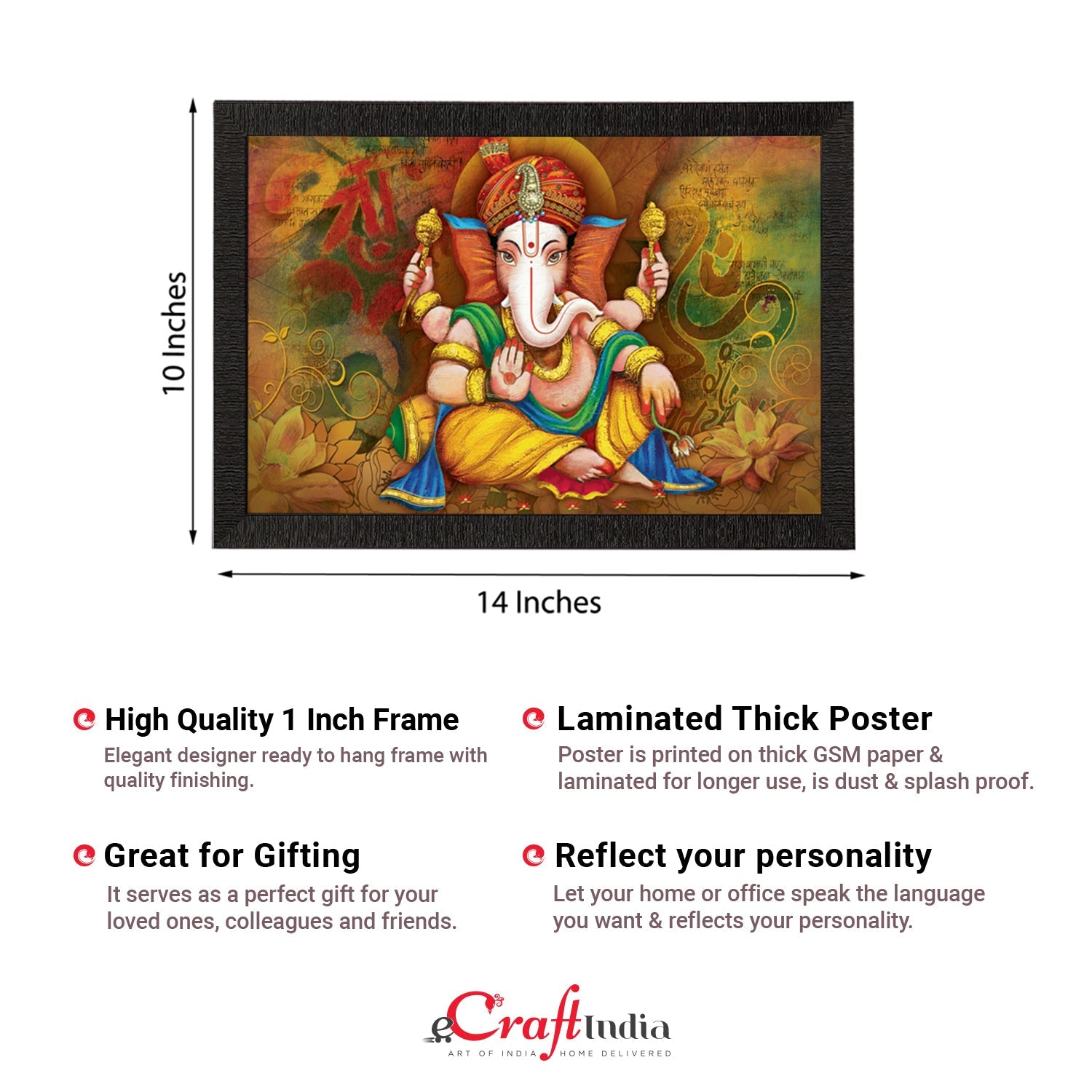 Lord Ganesha Satin Matt Texture UV Art Painting