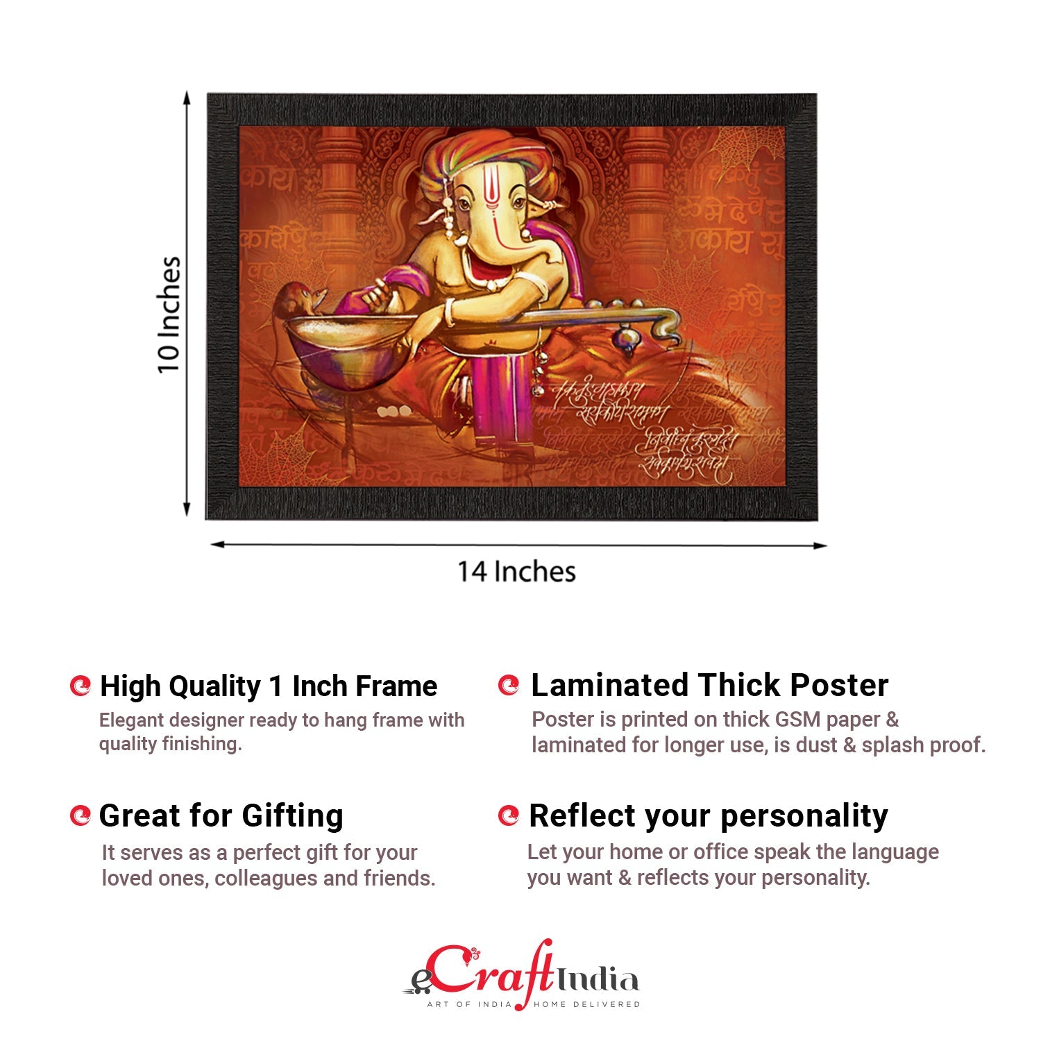 Lord Ganesha Satin Matt Texture UV Art Painting