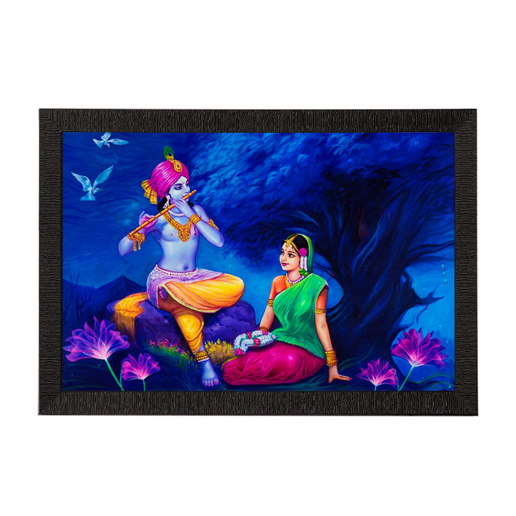 Radha Krishna Playing Flute Satin Matt Texture UV Art Painting