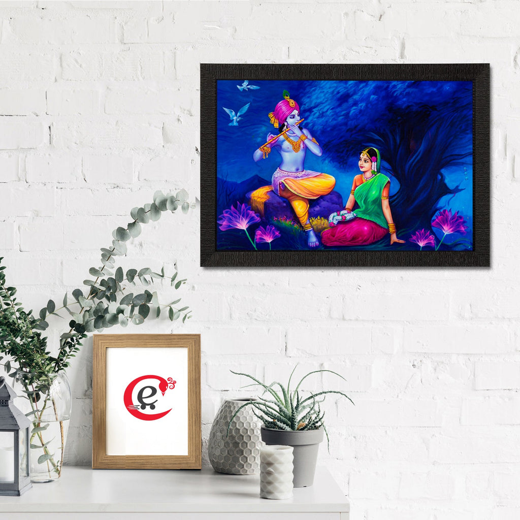 Radha Krishna Playing Flute Satin Matt Texture UV Art Painting