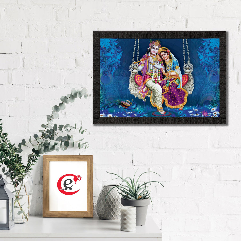 Radha Krishna Playing Flute Satin Matt Texture UV Art Painting