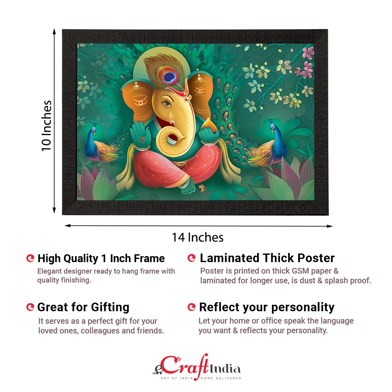 Lord Ganesha Satin Matt Texture UV Art Painting Kafalo