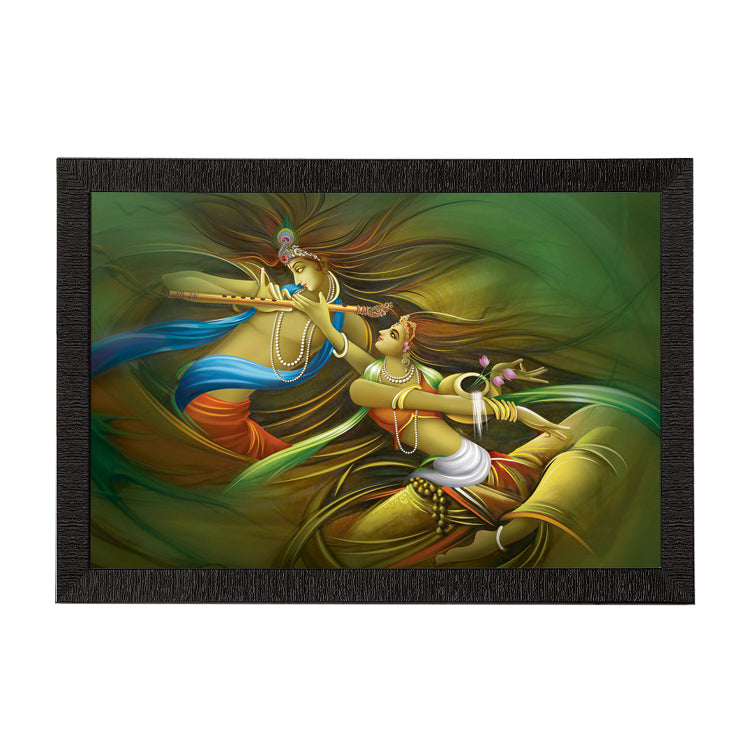 Radha Krishna Playing Flute Satin Matt Texture UV Art Painting